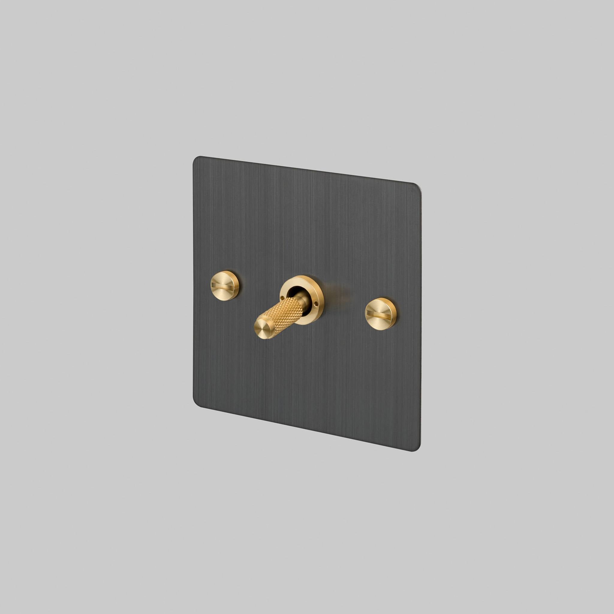 Buster + Punch 1G Intermediate 3-Way Toggle Switch - Smoked Bronze Back Plate & Cross Knurl