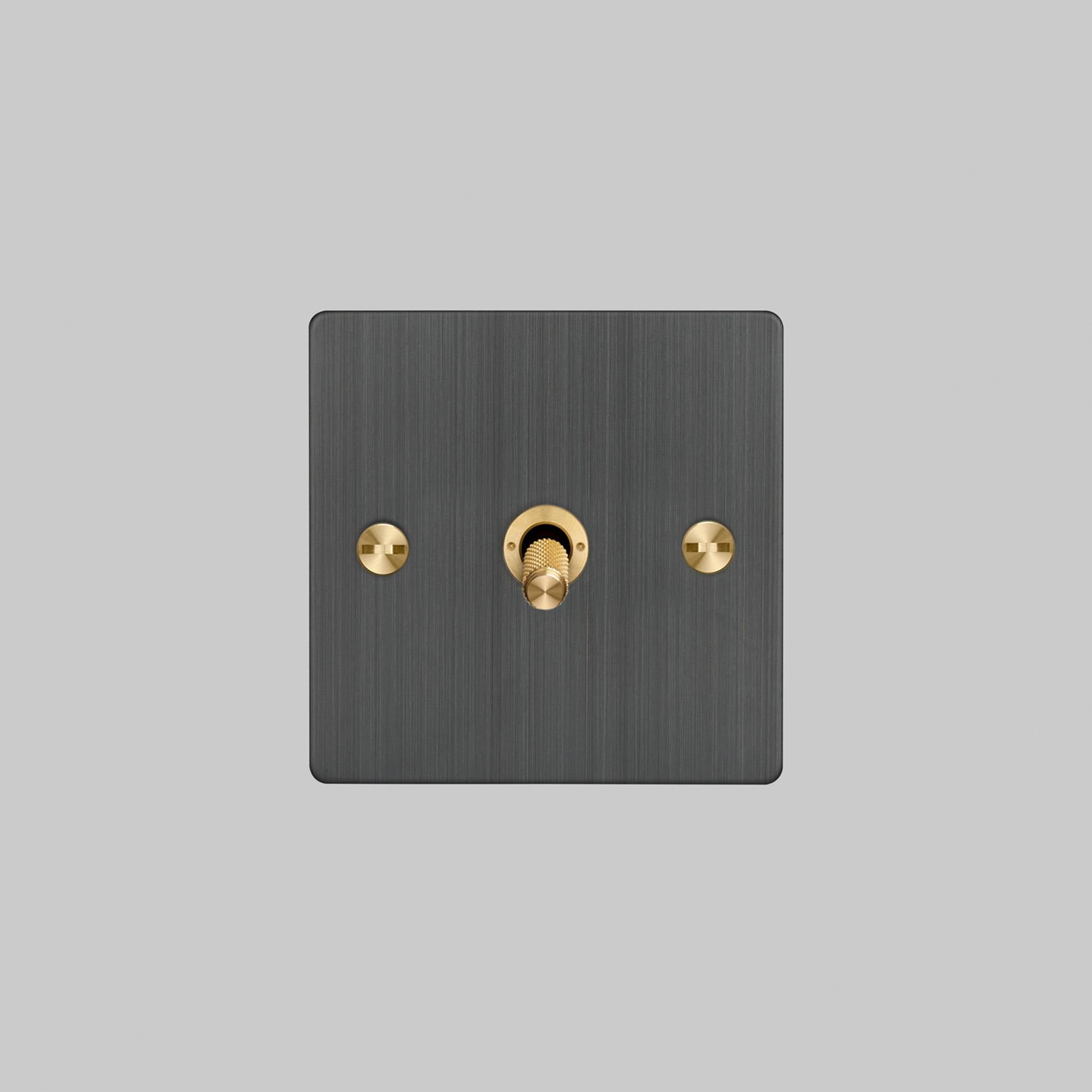 Buster + Punch 1G Intermediate 3-Way Toggle Switch - Smoked Bronze Back Plate & Cross Knurl