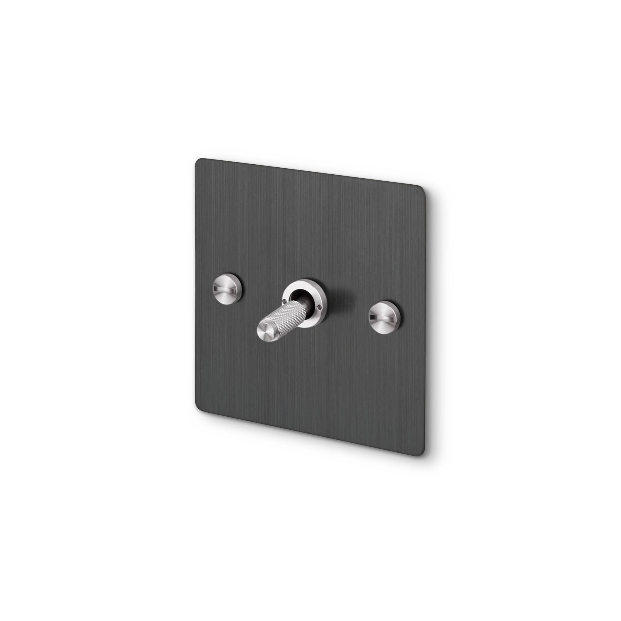Buster + Punch 1G Intermediate 3-Way Toggle Switch - Smoked Bronze Back Plate & Cross Knurl