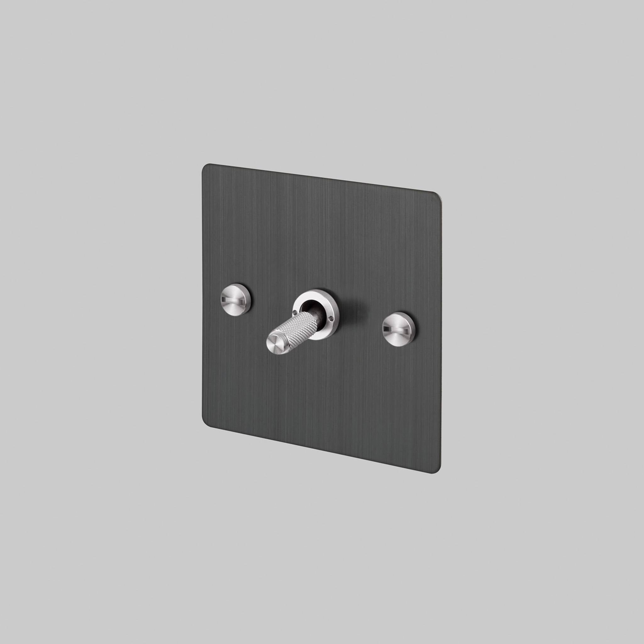 Buster + Punch 1G Intermediate 3-Way Toggle Switch - Smoked Bronze Back Plate & Cross Knurl
