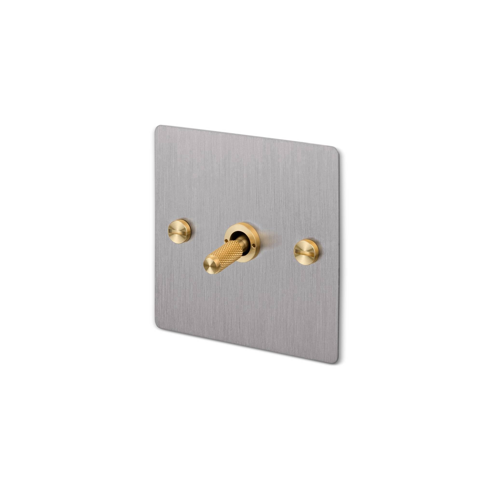 Buster + Punch 1G Intermediate 3-Way Toggle Switch - Steel Back Plate & Cross Knurl