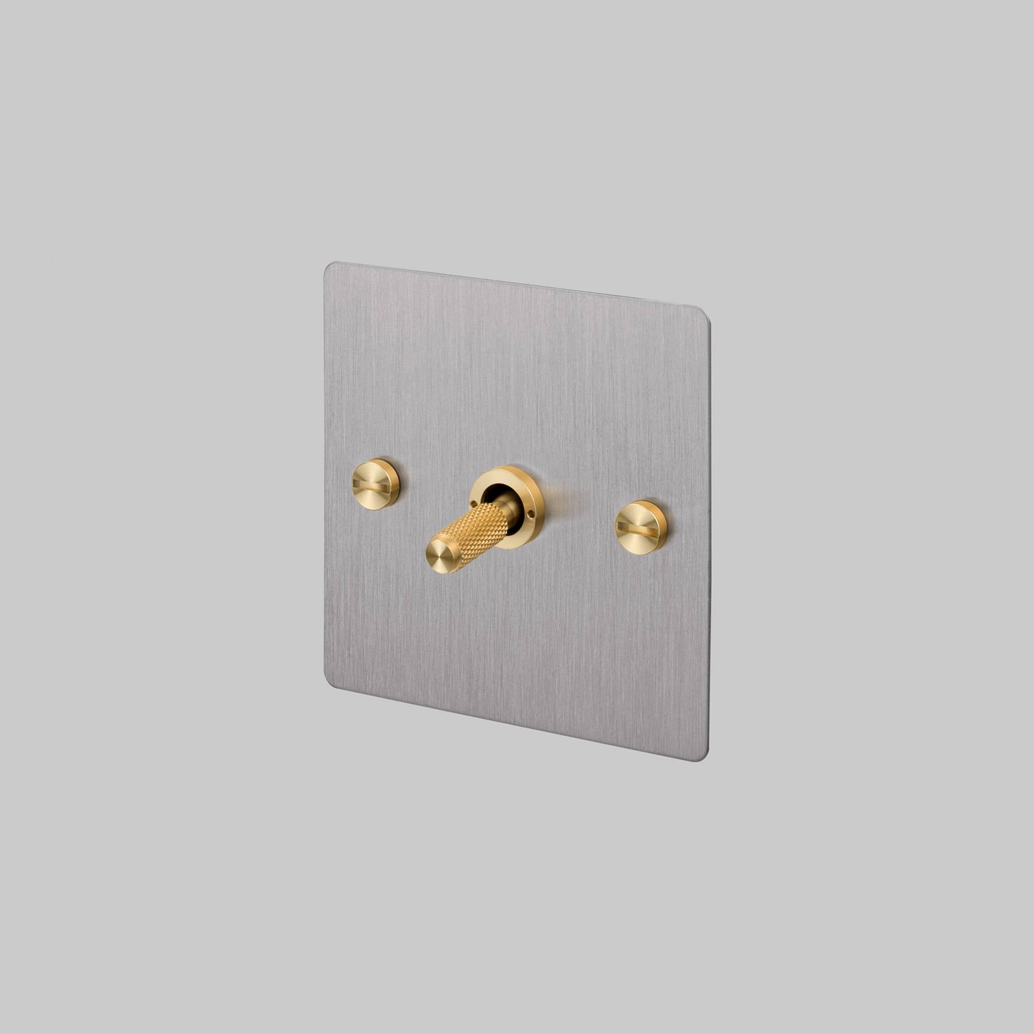 Buster + Punch 1G Intermediate 3-Way Toggle Switch - Steel Back Plate & Cross Knurl