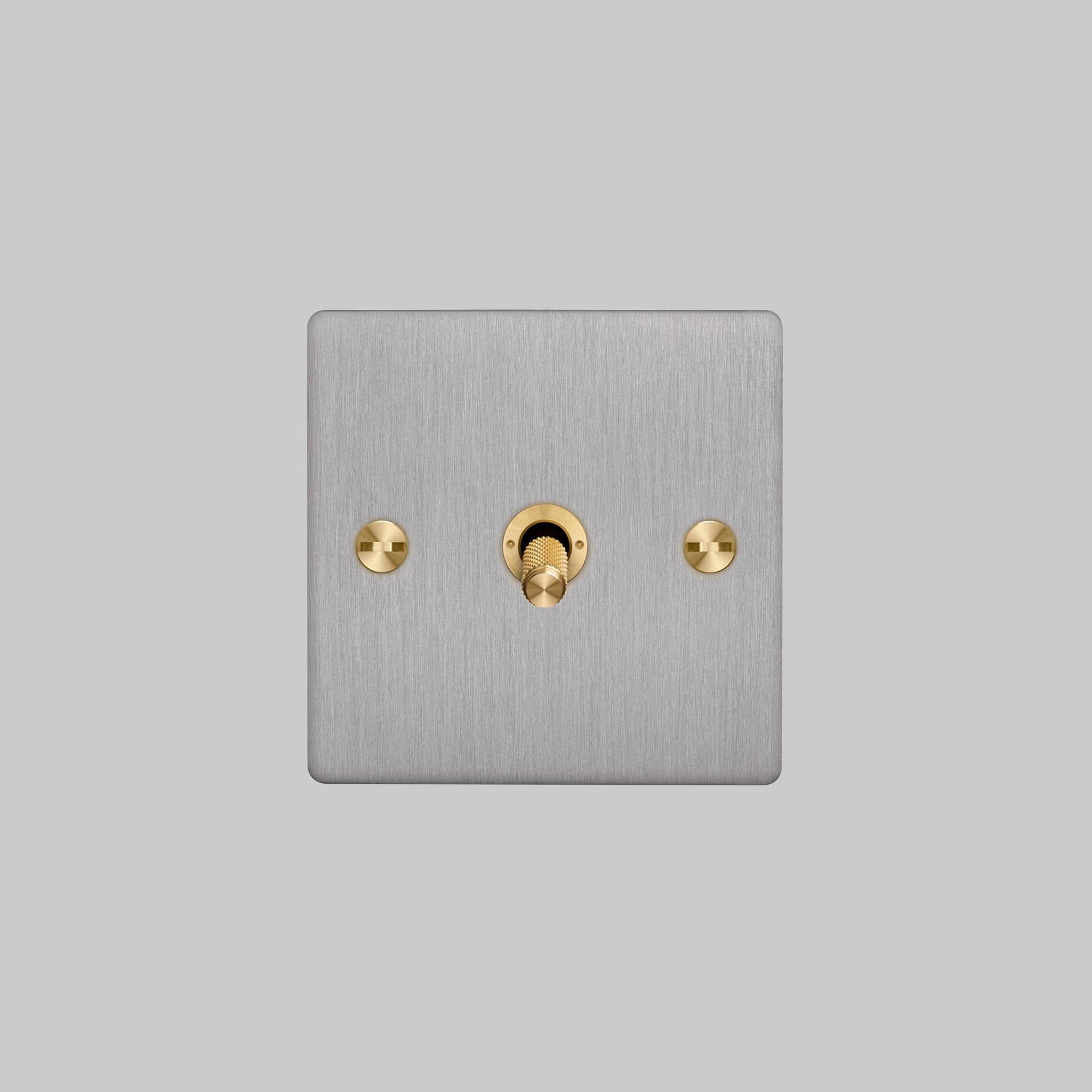 Buster + Punch 1G Intermediate 3-Way Toggle Switch - Steel Back Plate & Cross Knurl