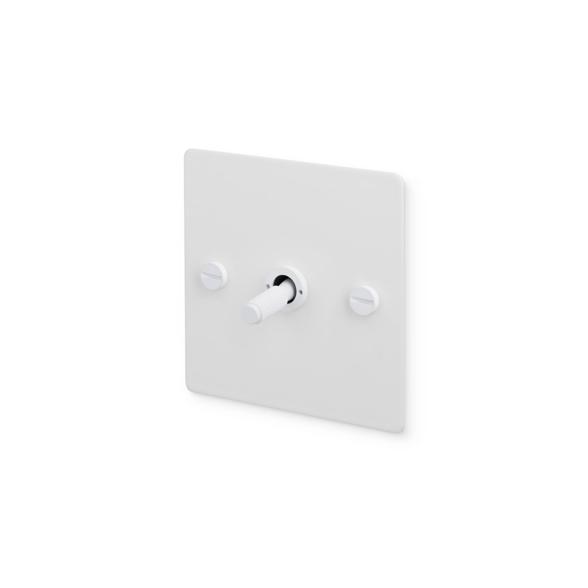 Buster + Punch 1G Intermediate 3-Way Toggle Switch - White Back Plate & Cross Knurl