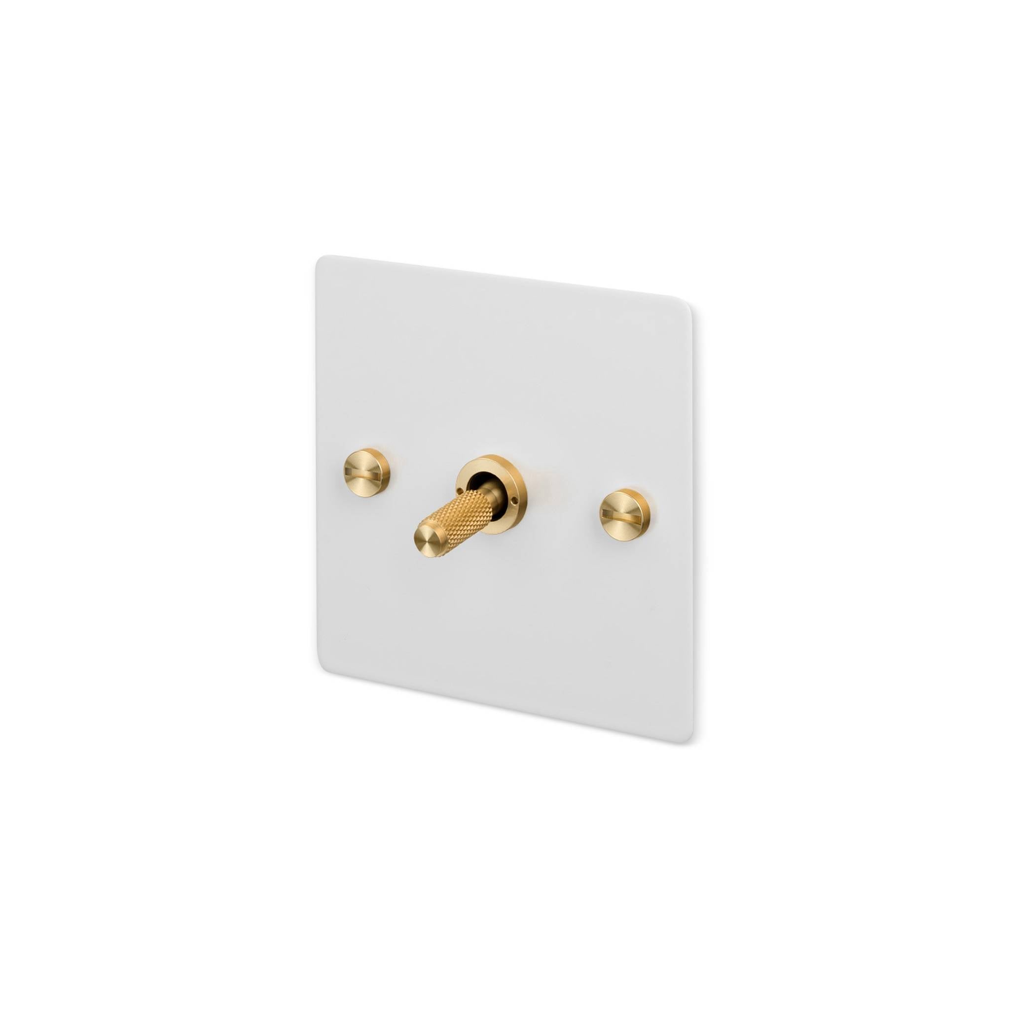 Buster + Punch 1G Intermediate 3-Way Toggle Switch - White Back Plate & Cross Knurl