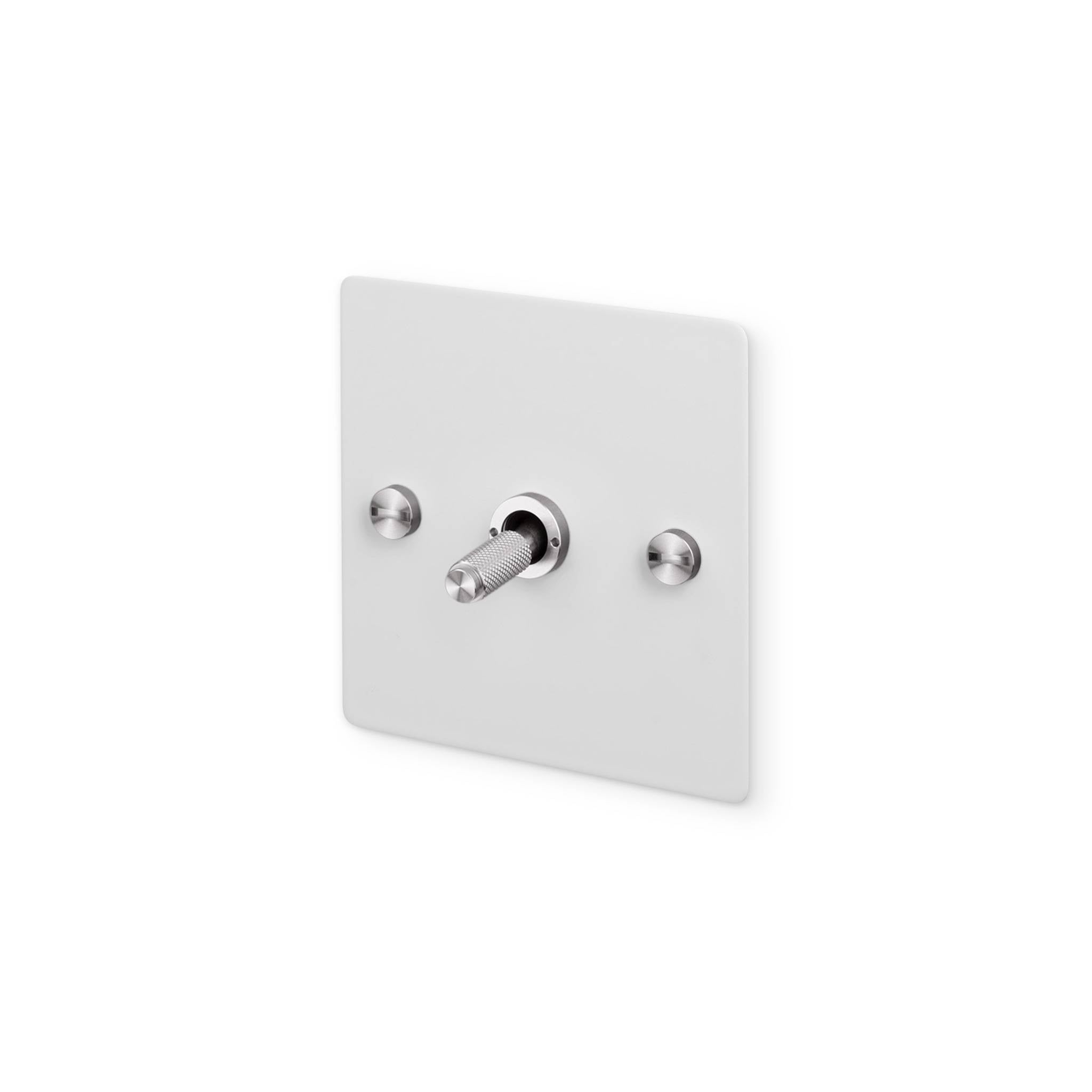 Buster + Punch 1G Intermediate 3-Way Toggle Switch - White Back Plate & Cross Knurl