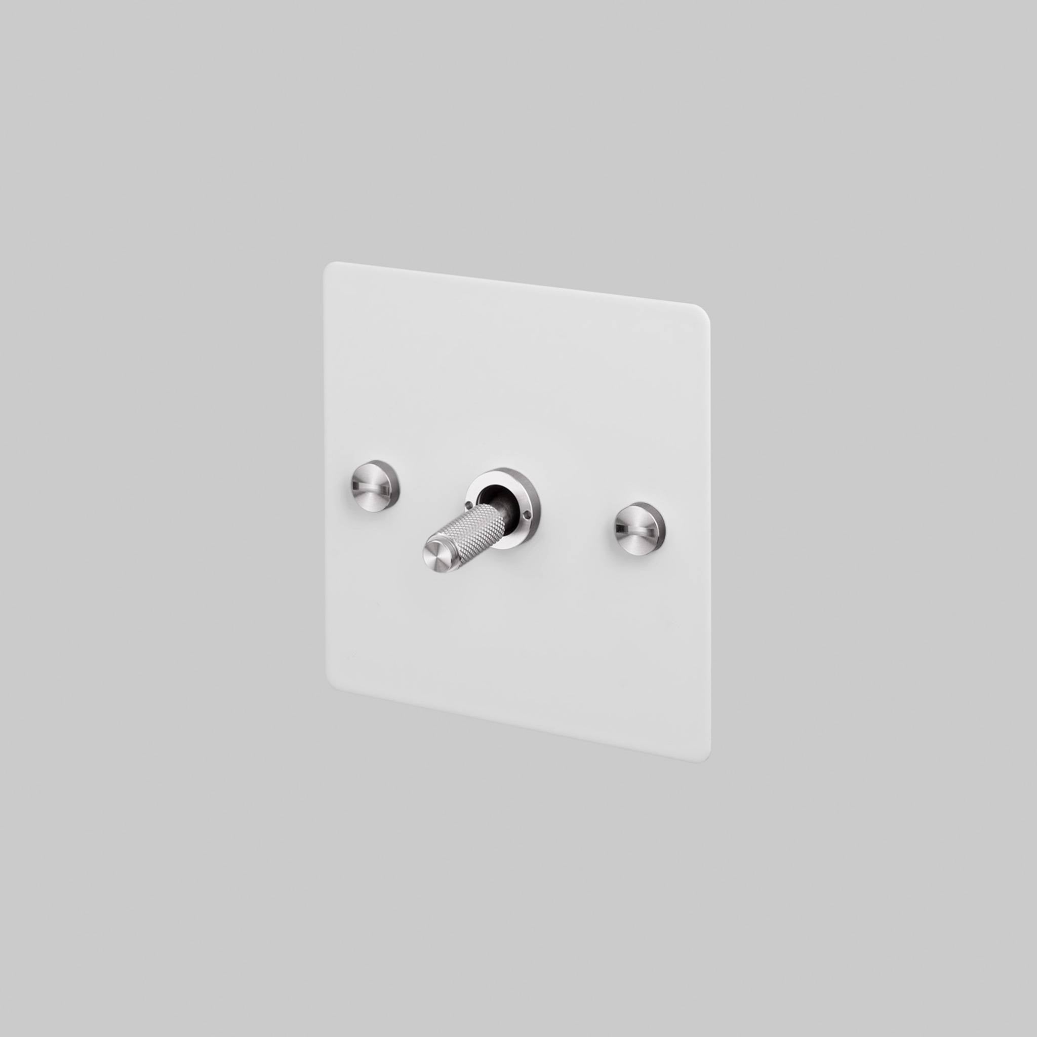 Buster + Punch 1G Intermediate 3-Way Toggle Switch - White Back Plate & Cross Knurl
