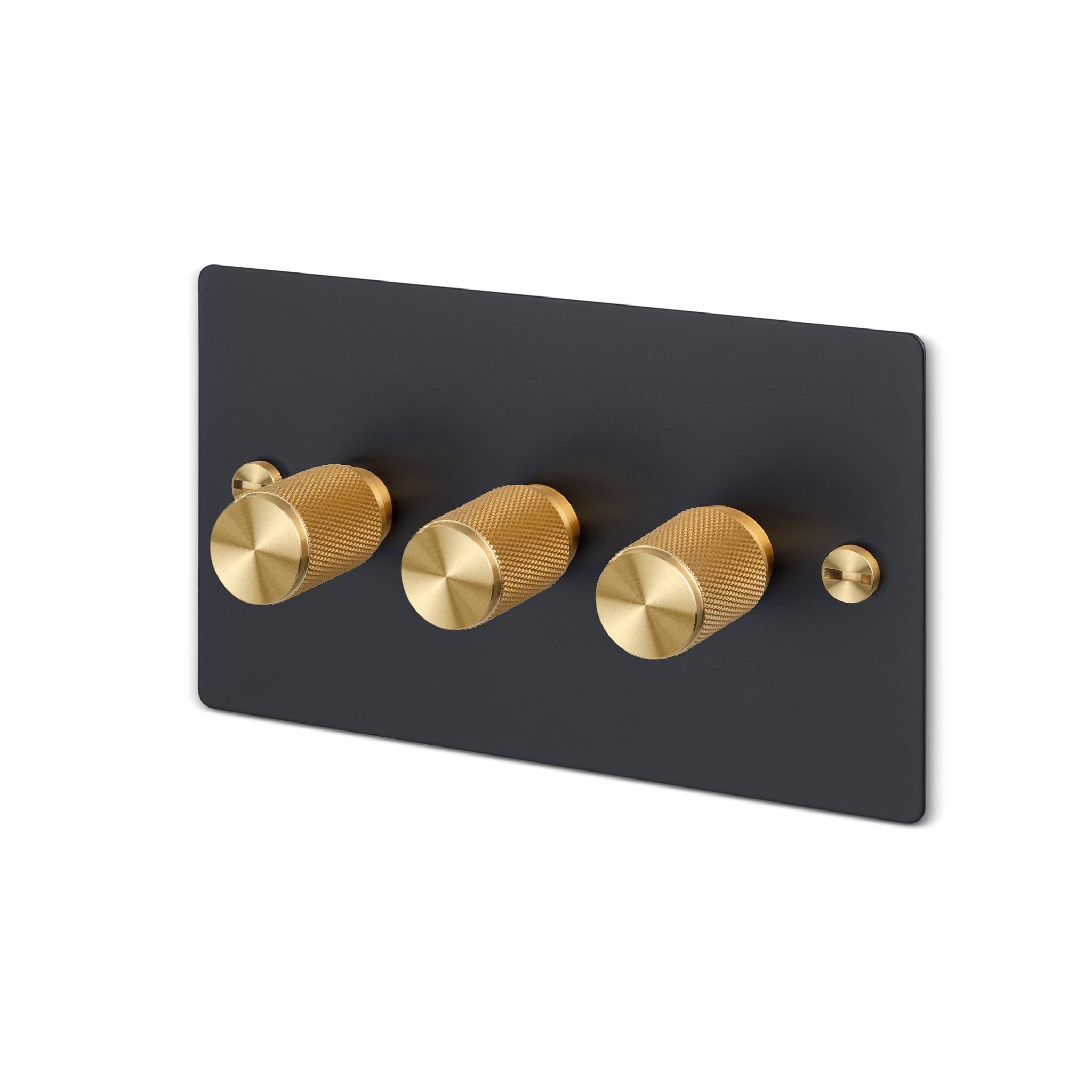 Buster + Punch 3G 120W Dimmer Switch - Black Back Plate & Cross Knurl