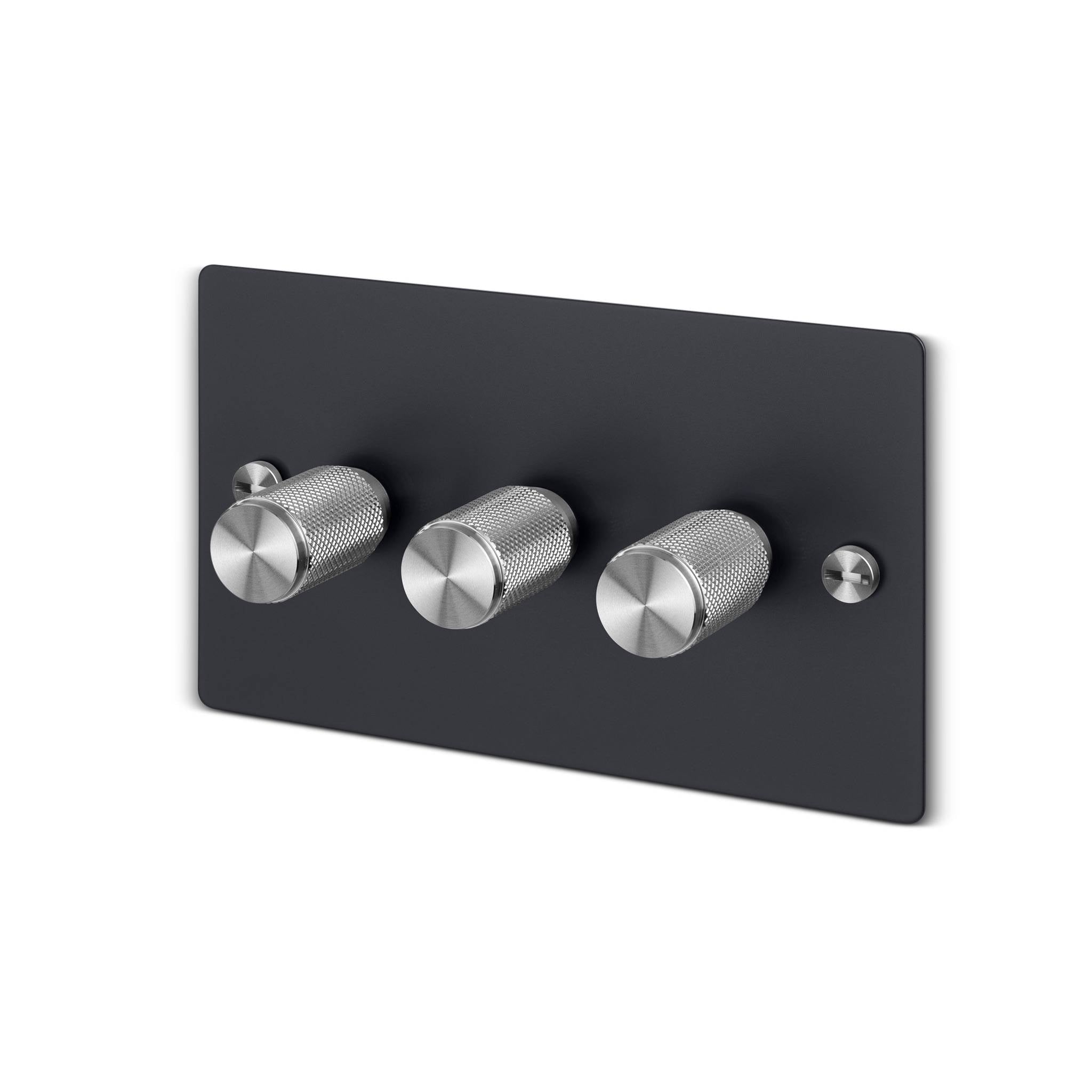 Buster + Punch 3G 120W Dimmer Switch - Black Back Plate & Cross Knurl