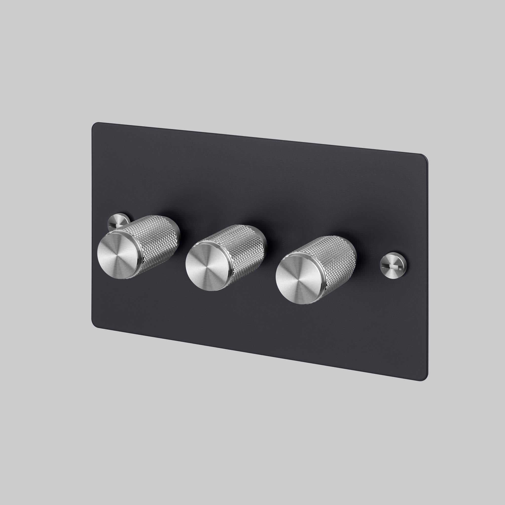 Buster + Punch 3G 120W Dimmer Switch - Black Back Plate & Cross Knurl