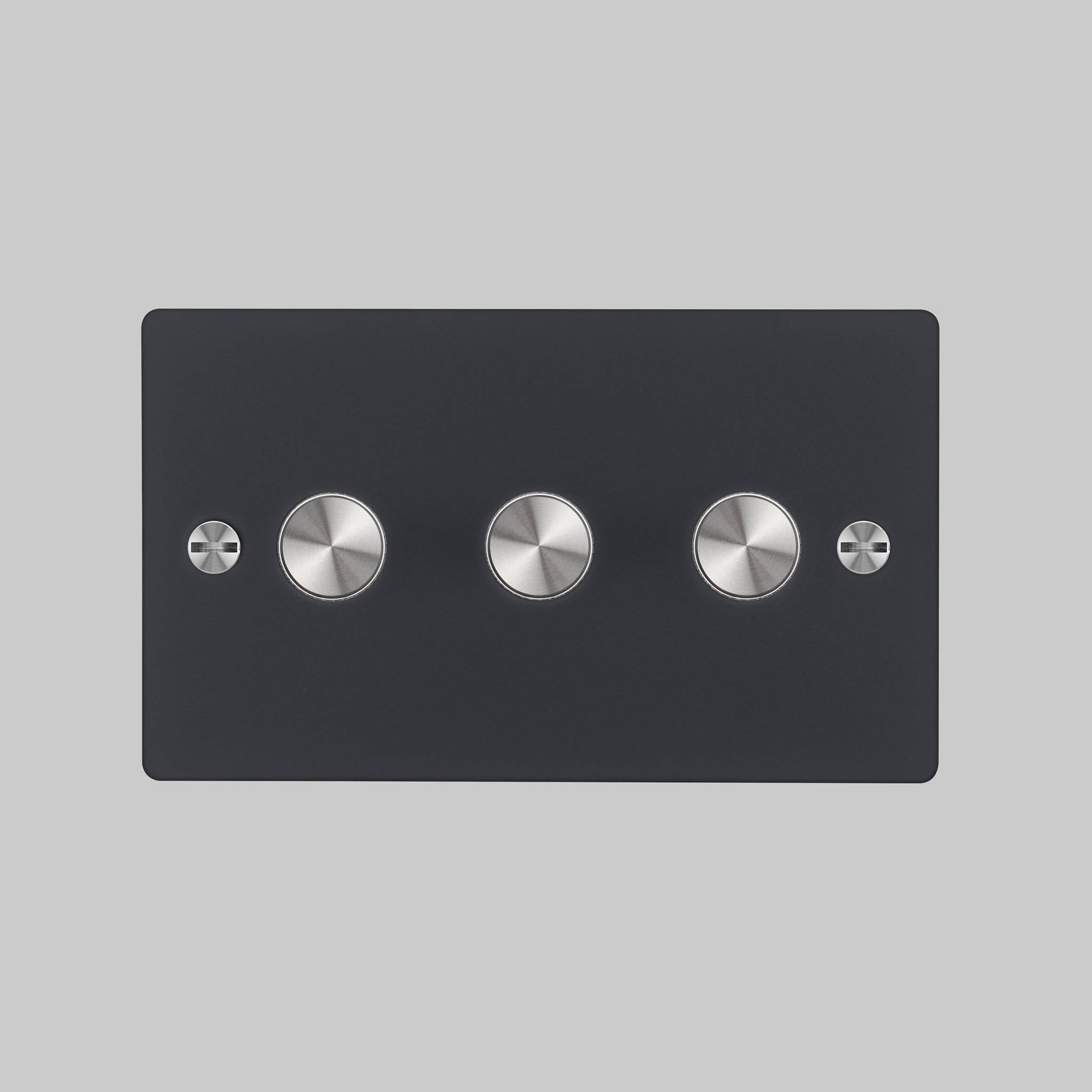 Buster + Punch 3G 120W Dimmer Switch - Black Back Plate & Cross Knurl