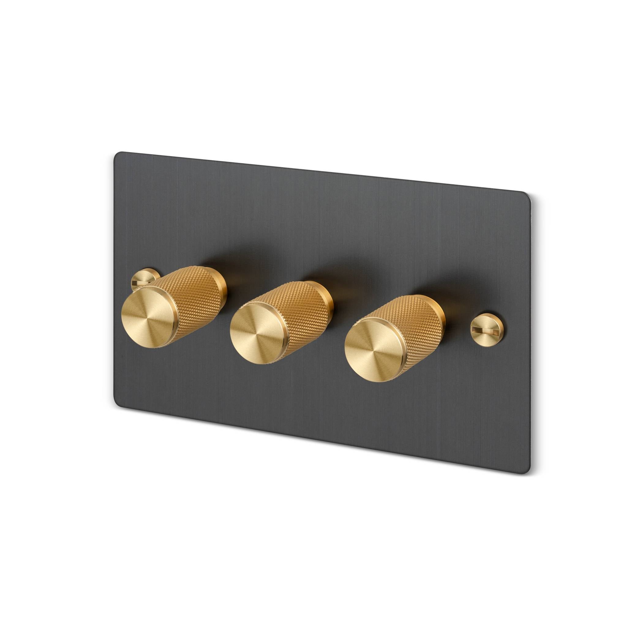 Buster + Punch 3G 120W Dimmer Switch - Smoked Bronze Back Plate & Cross Knurl