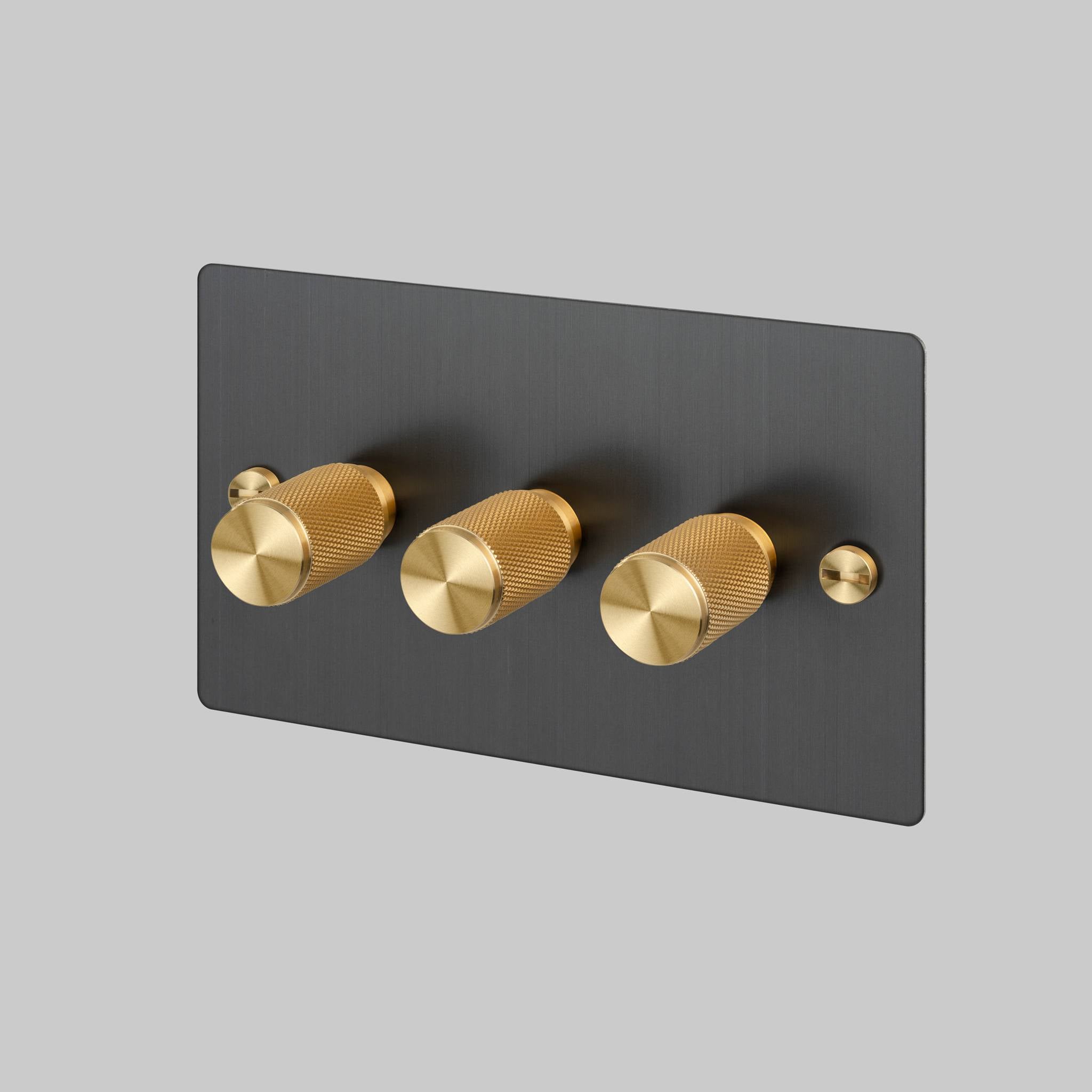 Buster + Punch 3G 120W Dimmer Switch - Smoked Bronze Back Plate & Cross Knurl