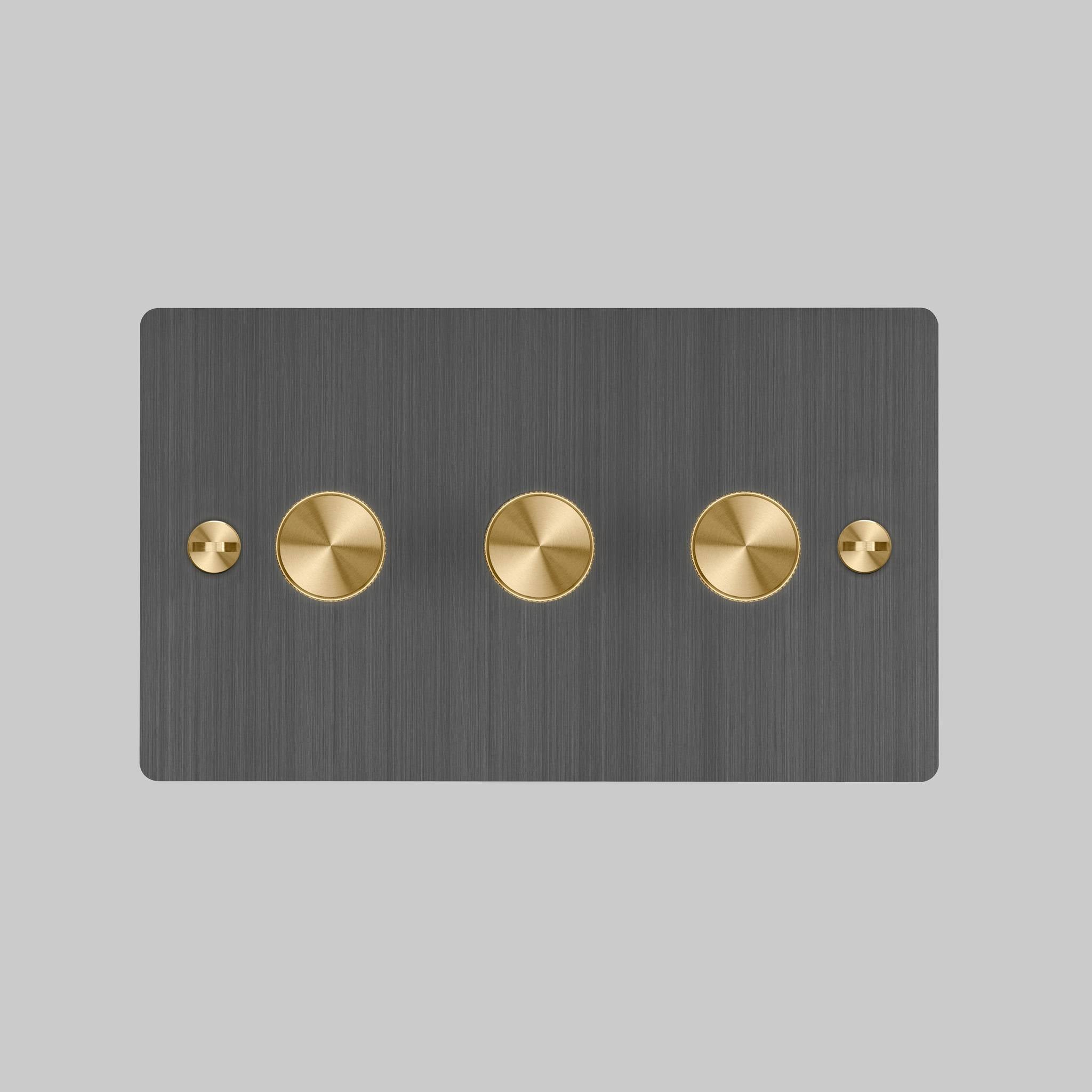 Buster + Punch 3G 120W Dimmer Switch - Smoked Bronze Back Plate & Cross Knurl