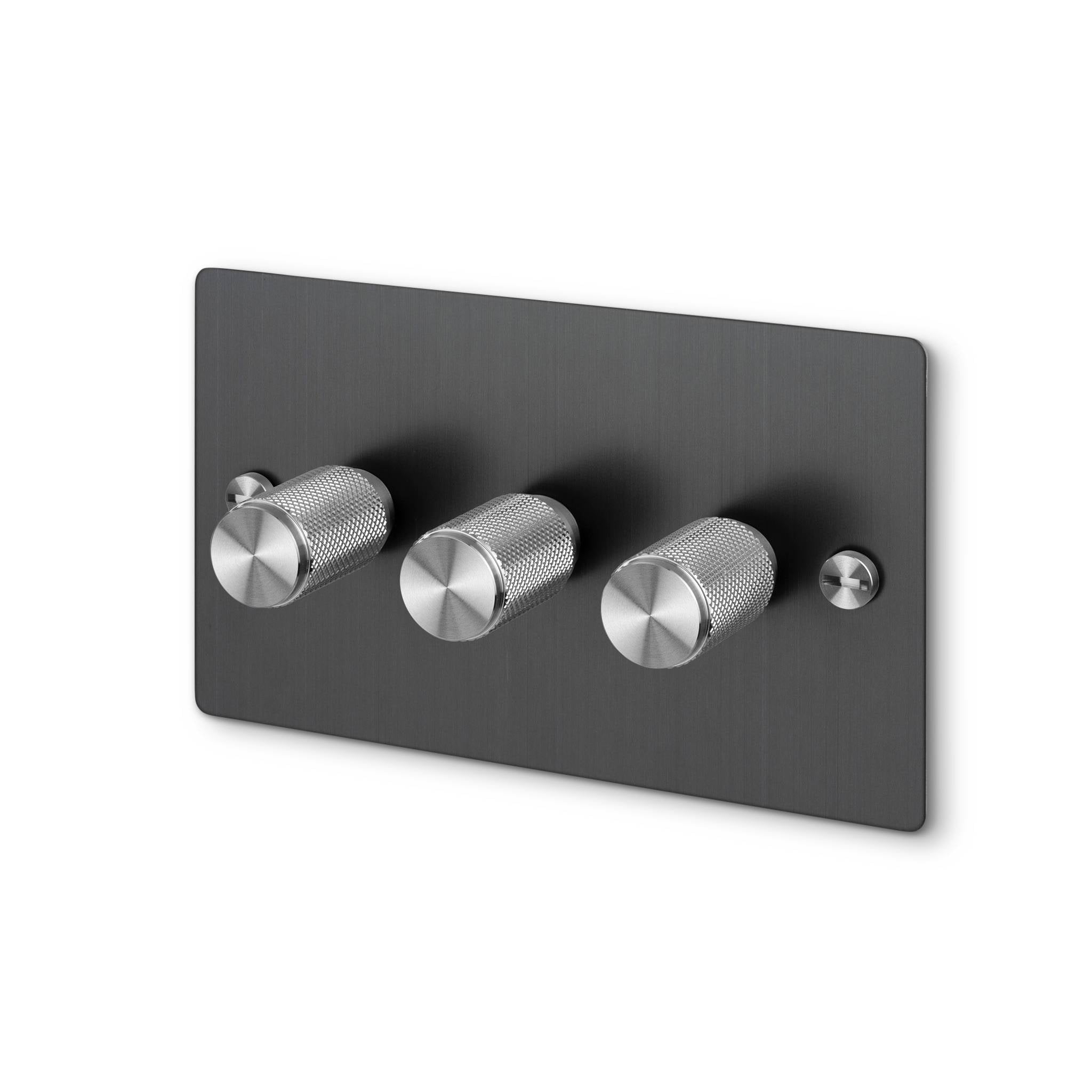 Buster + Punch 3G 120W Dimmer Switch - Smoked Bronze Back Plate & Cross Knurl
