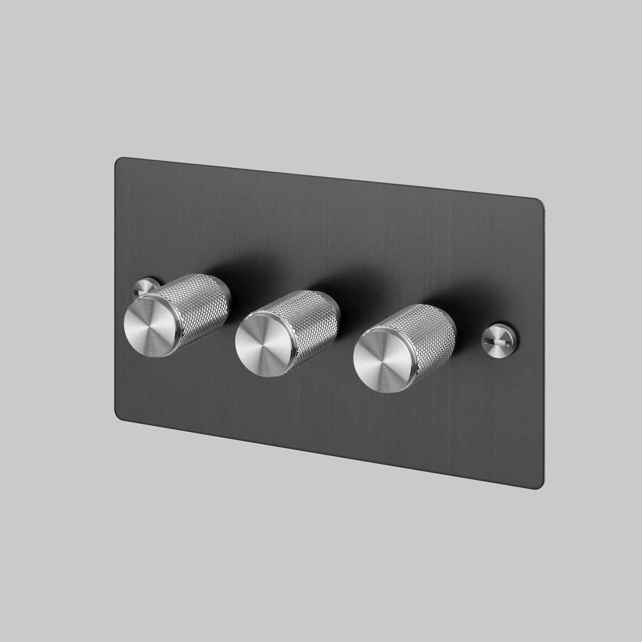 Buster + Punch 3G 120W Dimmer Switch - Smoked Bronze Back Plate & Cross Knurl