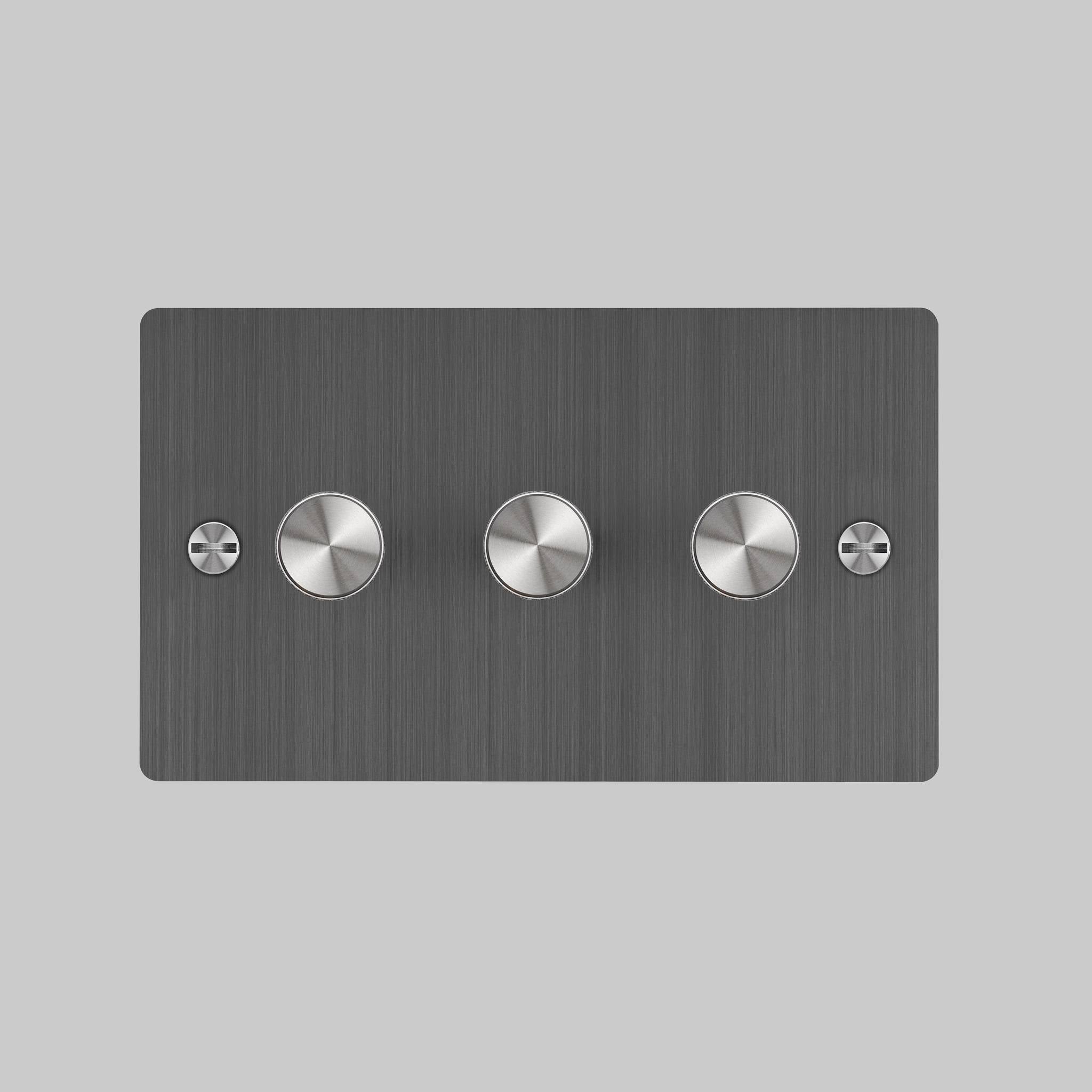 Buster + Punch 3G 120W Dimmer Switch - Smoked Bronze Back Plate & Cross Knurl