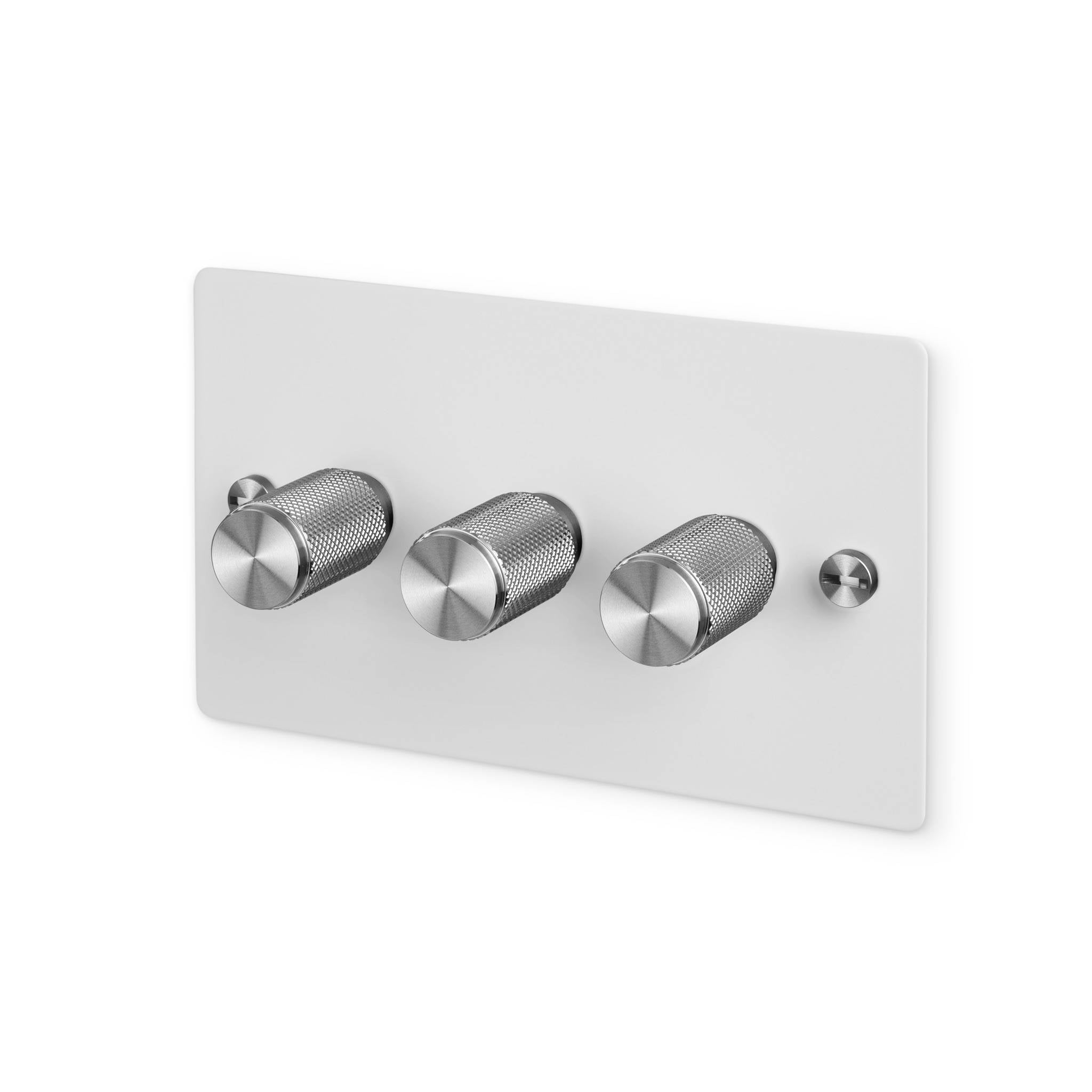Buster + Punch 3G 120W Dimmer Switch - White Back Plate & Cross Knurl