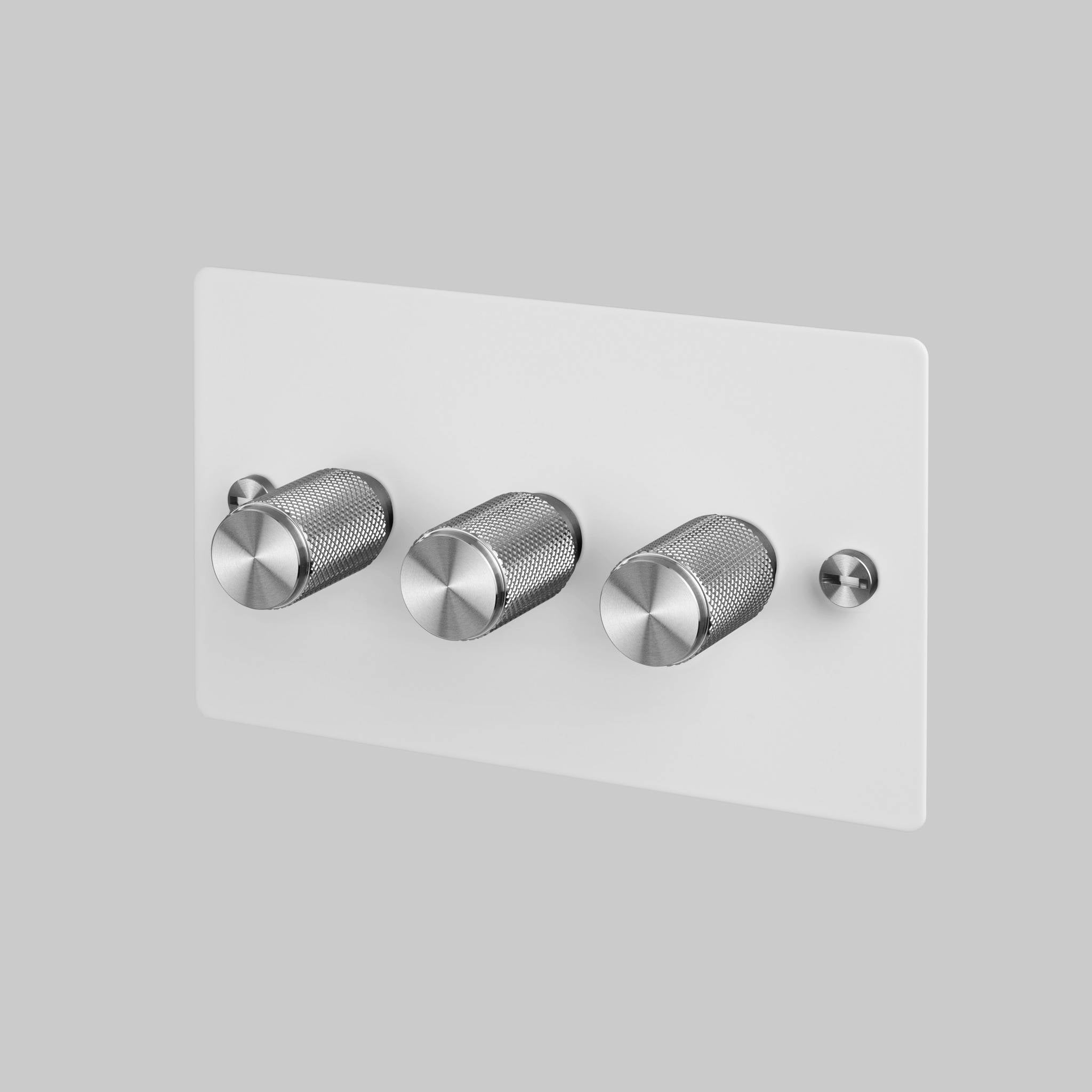 Buster + Punch 3G 120W Dimmer Switch - White Back Plate & Cross Knurl