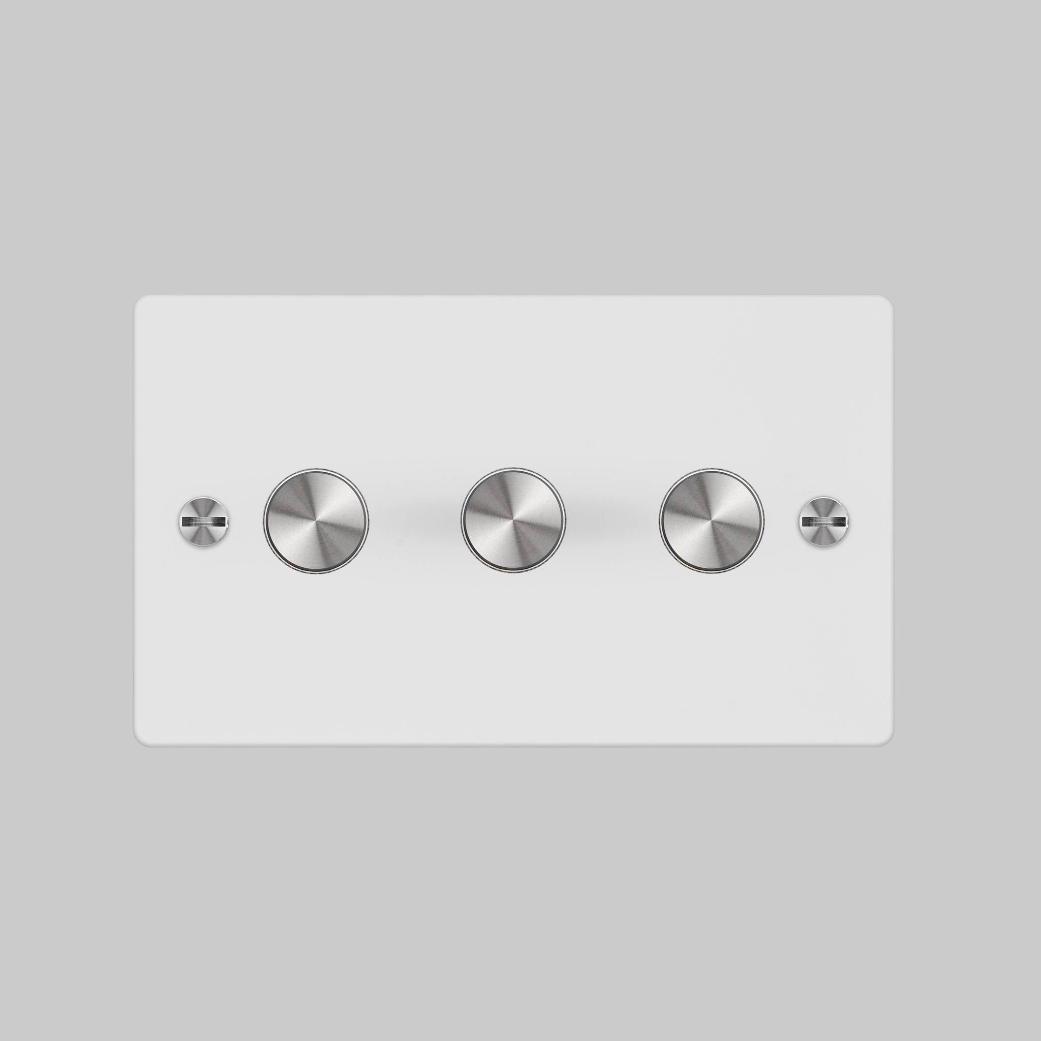 Buster + Punch 3G 120W Dimmer Switch - White Back Plate & Cross Knurl