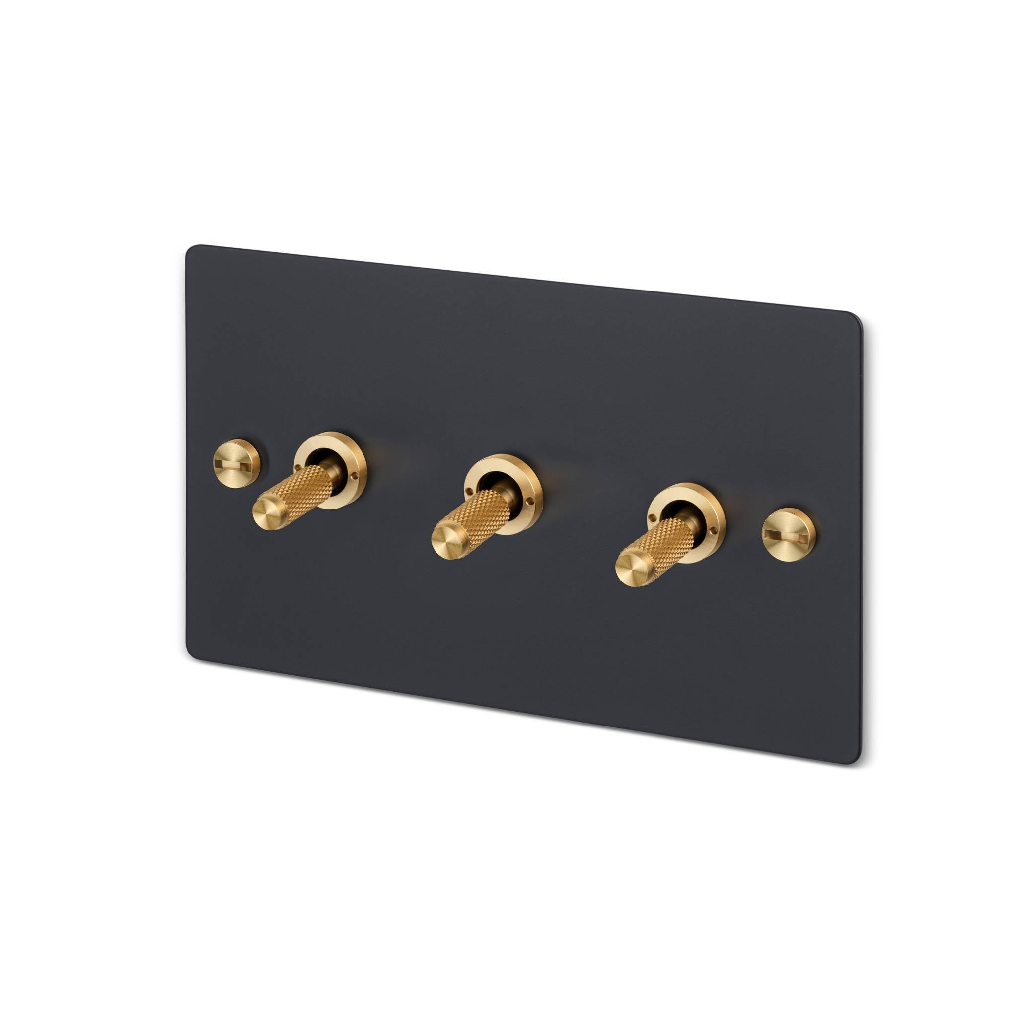 Buster + Punch 3G 2-Way Toggle Switch - Black Back Plate & Cross Knurl