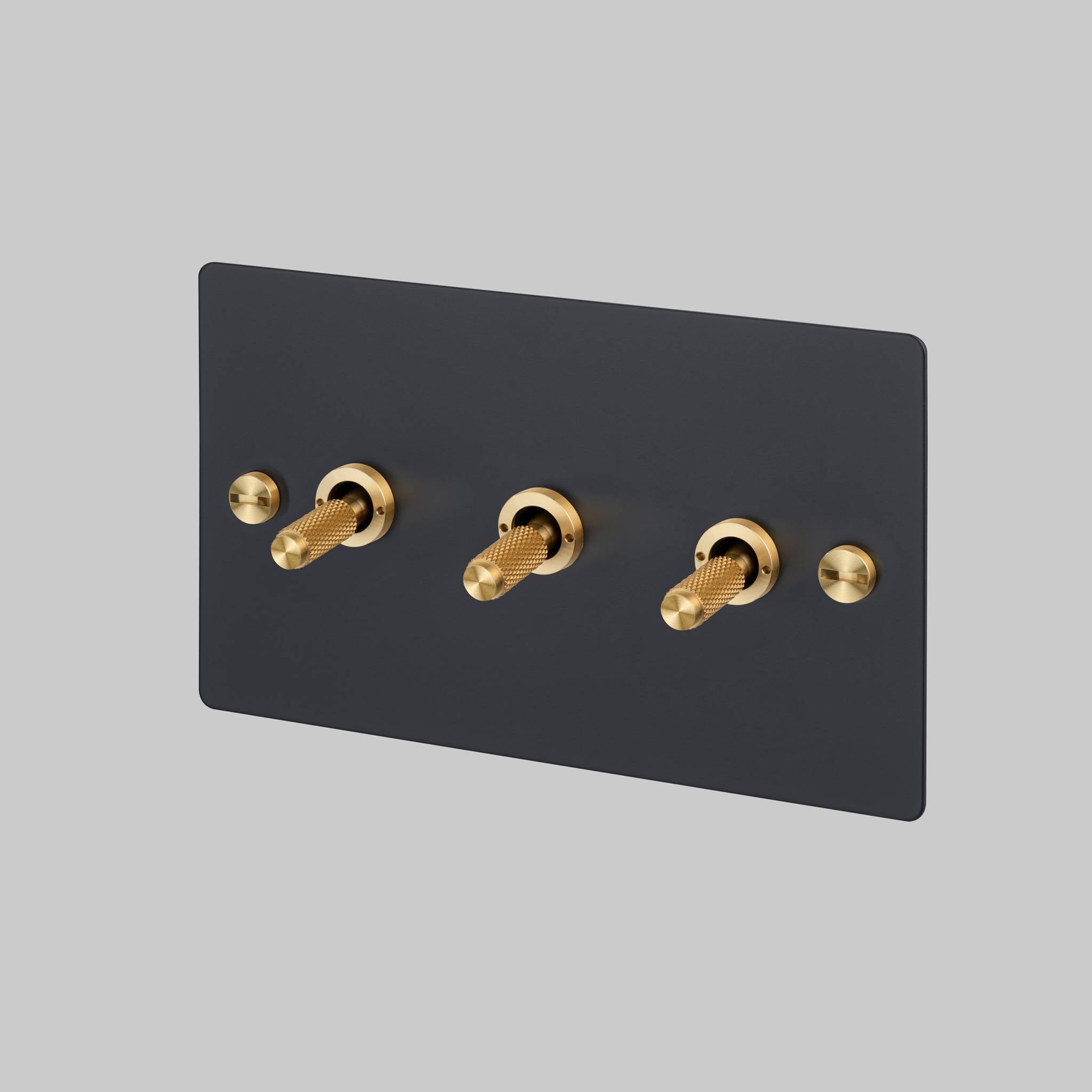 Buster + Punch 3G 2-Way Toggle Switch - Black Back Plate & Cross Knurl