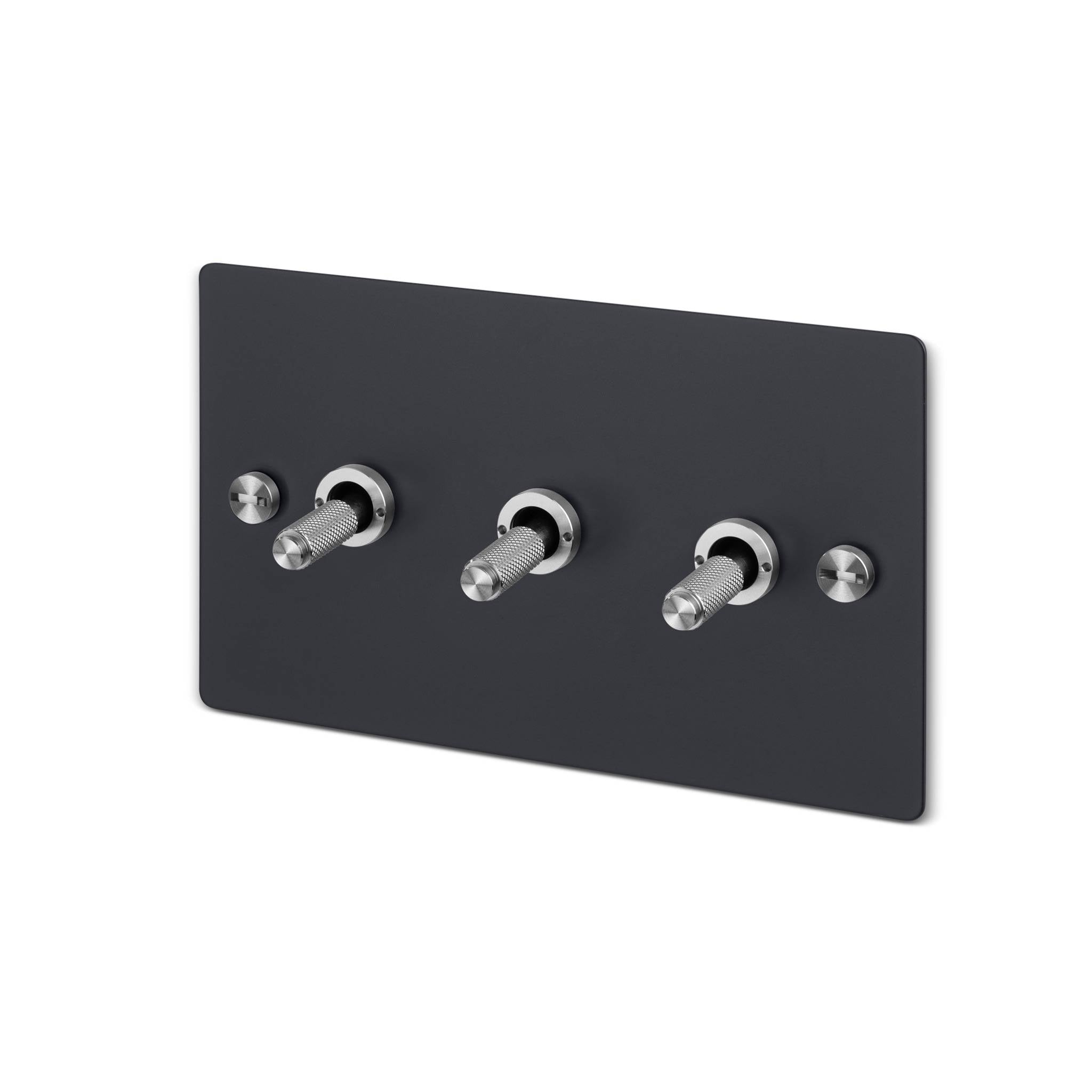 Buster + Punch 3G 2-Way Toggle Switch - Black Back Plate & Cross Knurl