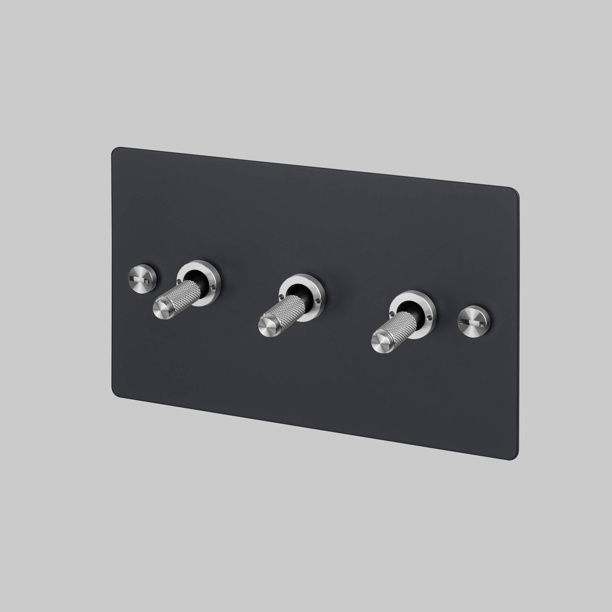 Buster + Punch 3G 2-Way Toggle Switch - Black Back Plate & Cross Knurl