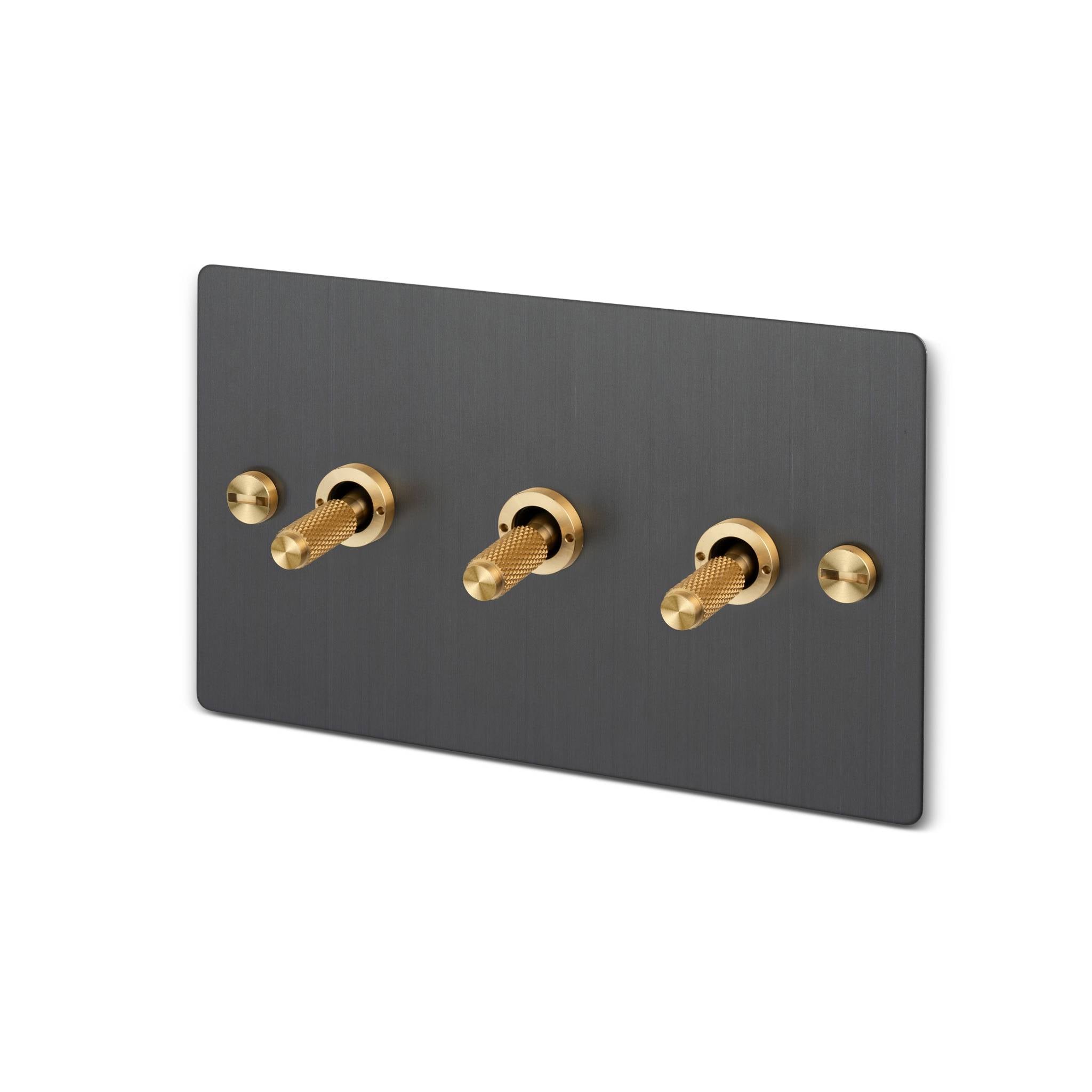 Buster + Punch 3G 2-Way Toggle Switch - Smoked Bronze Back Plate & Cross Knurl