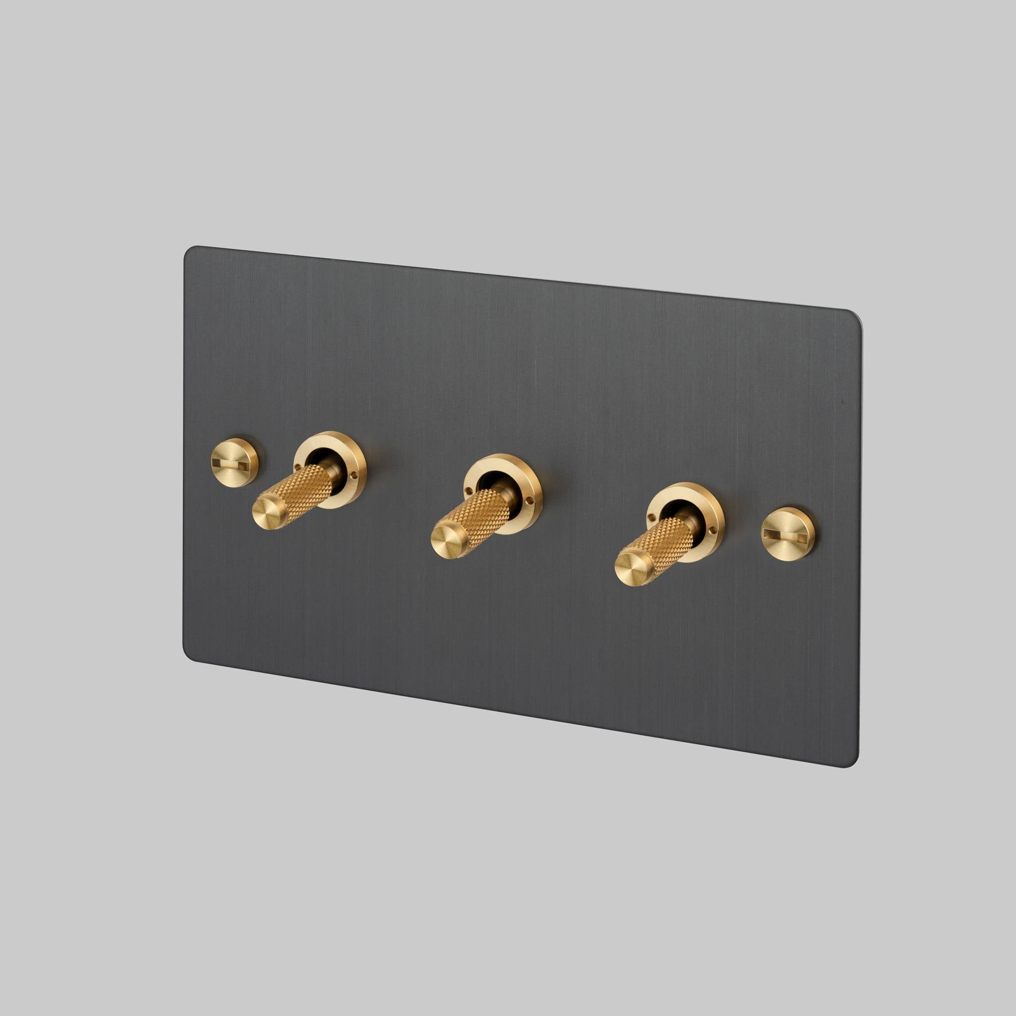 Buster + Punch 3G 2-Way Toggle Switch - Smoked Bronze Back Plate & Cross Knurl
