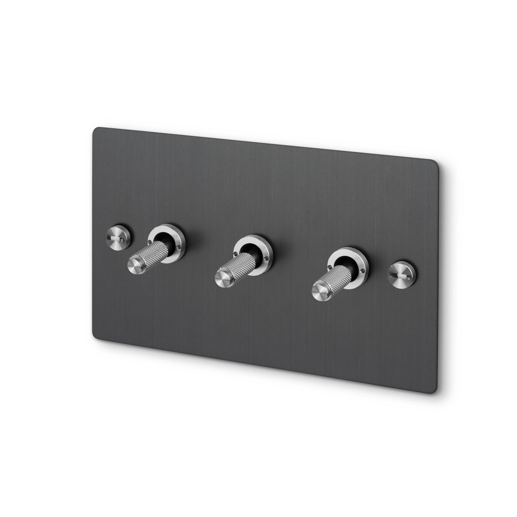 Buster + Punch 3G 2-Way Toggle Switch - Smoked Bronze Back Plate & Cross Knurl
