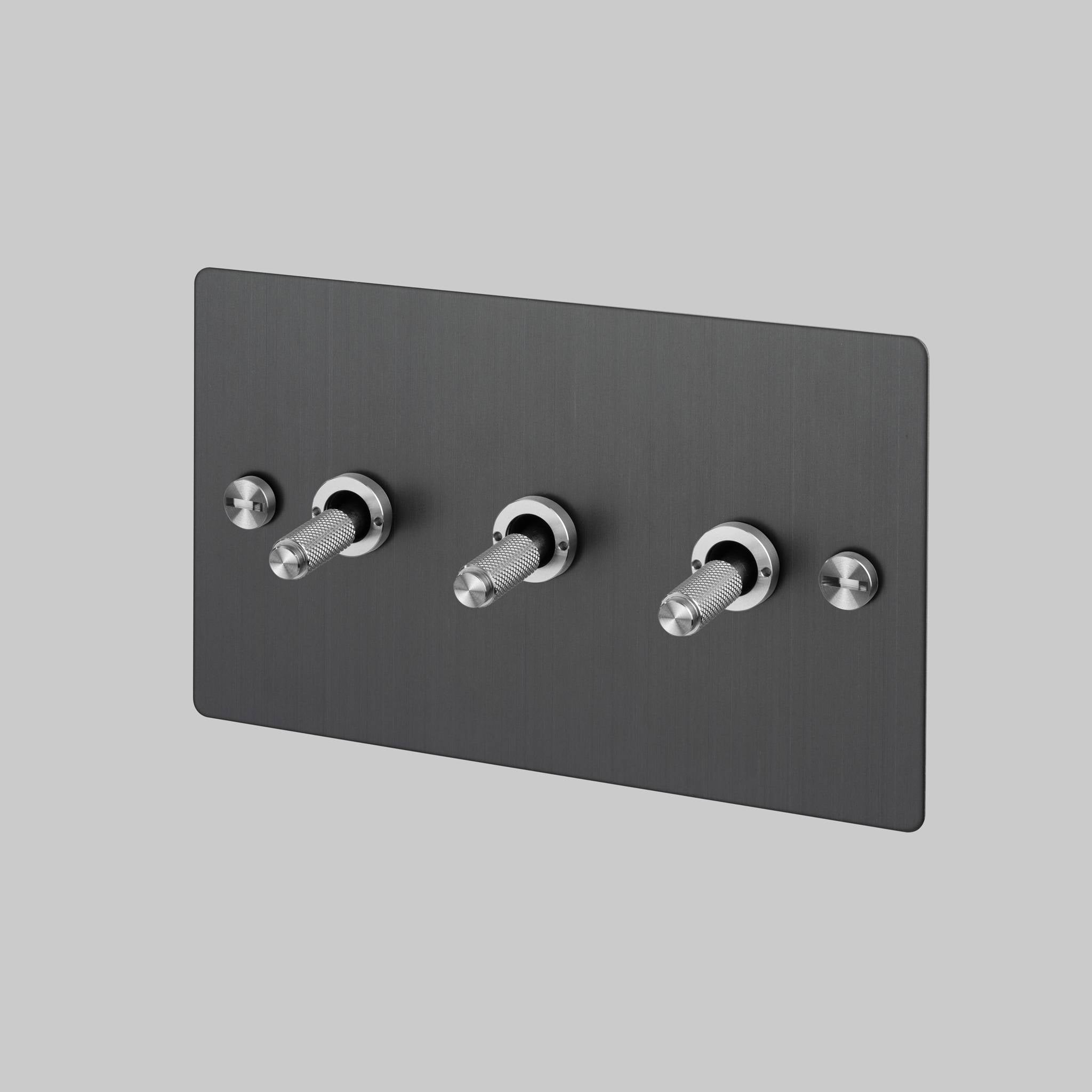Buster + Punch 3G 2-Way Toggle Switch - Smoked Bronze Back Plate & Cross Knurl
