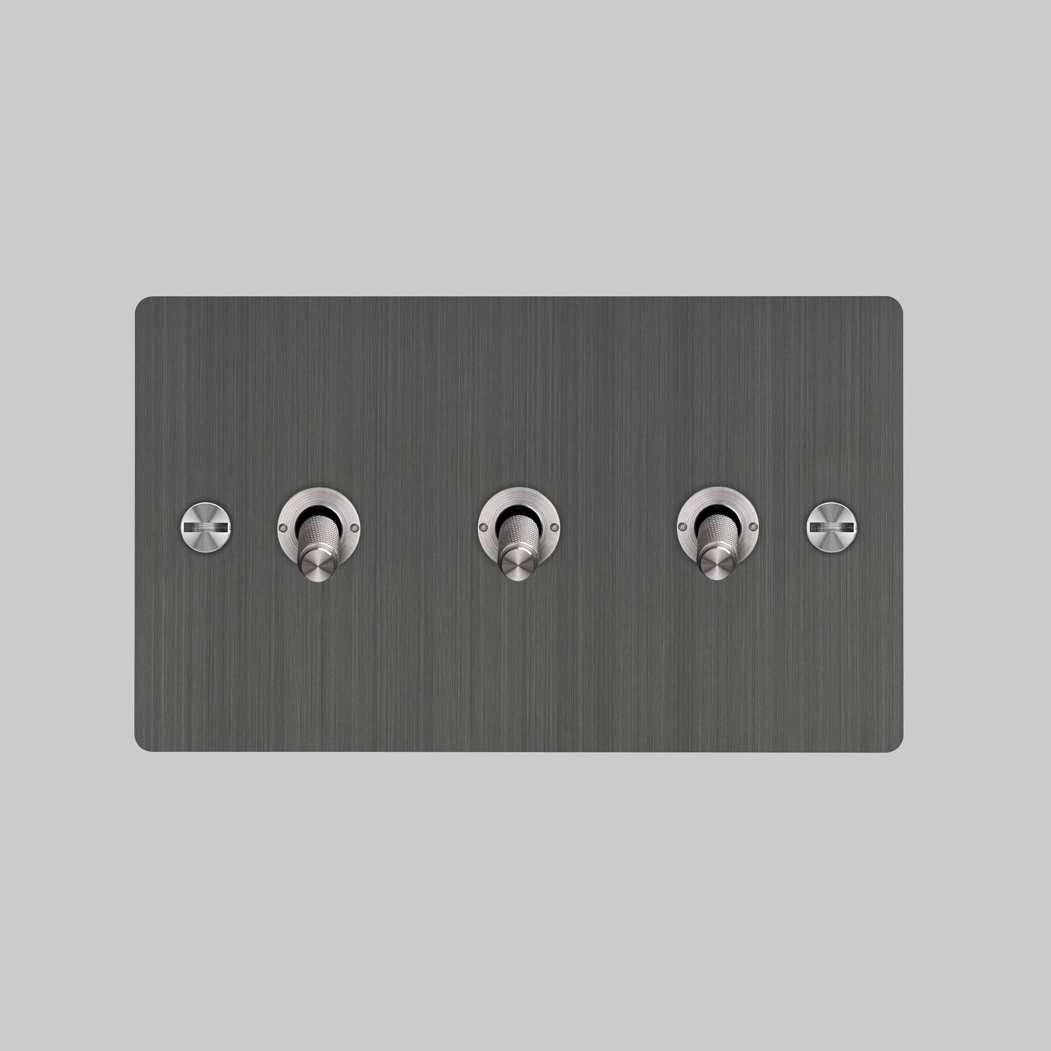 Buster + Punch 3G 2-Way Toggle Switch - Smoked Bronze Back Plate & Cross Knurl