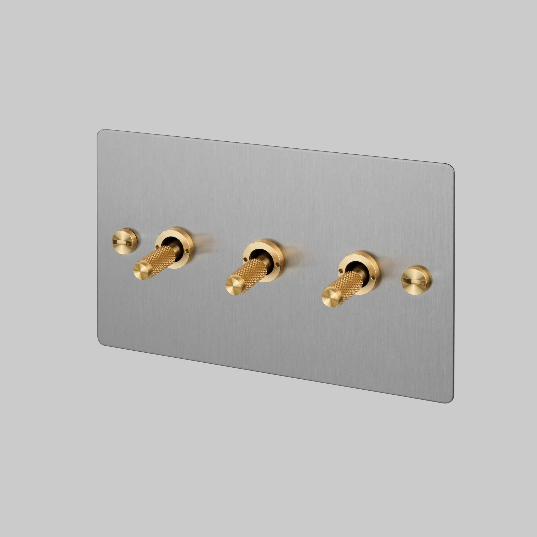 Buster + Punch 3G 2-Way Toggle Switch - Steel Back Plate & Cross Knurl
