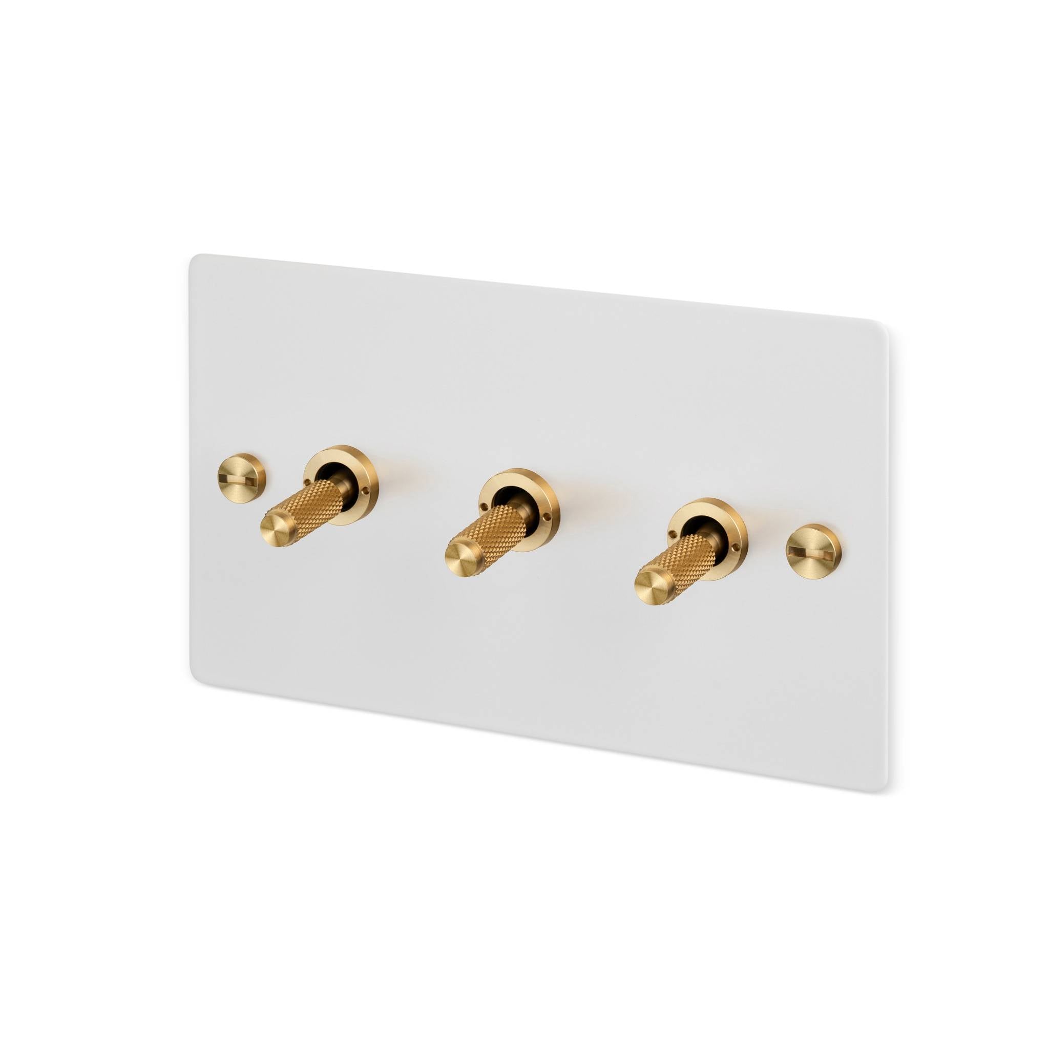 Buster + Punch 3G 2-Way Toggle Switch - White Back Plate & Cross Knurl