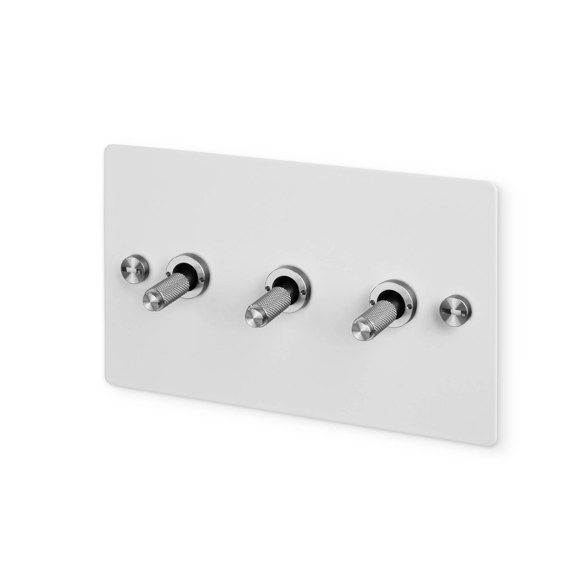 Buster + Punch 3G 2-Way Toggle Switch - White Back Plate & Cross Knurl
