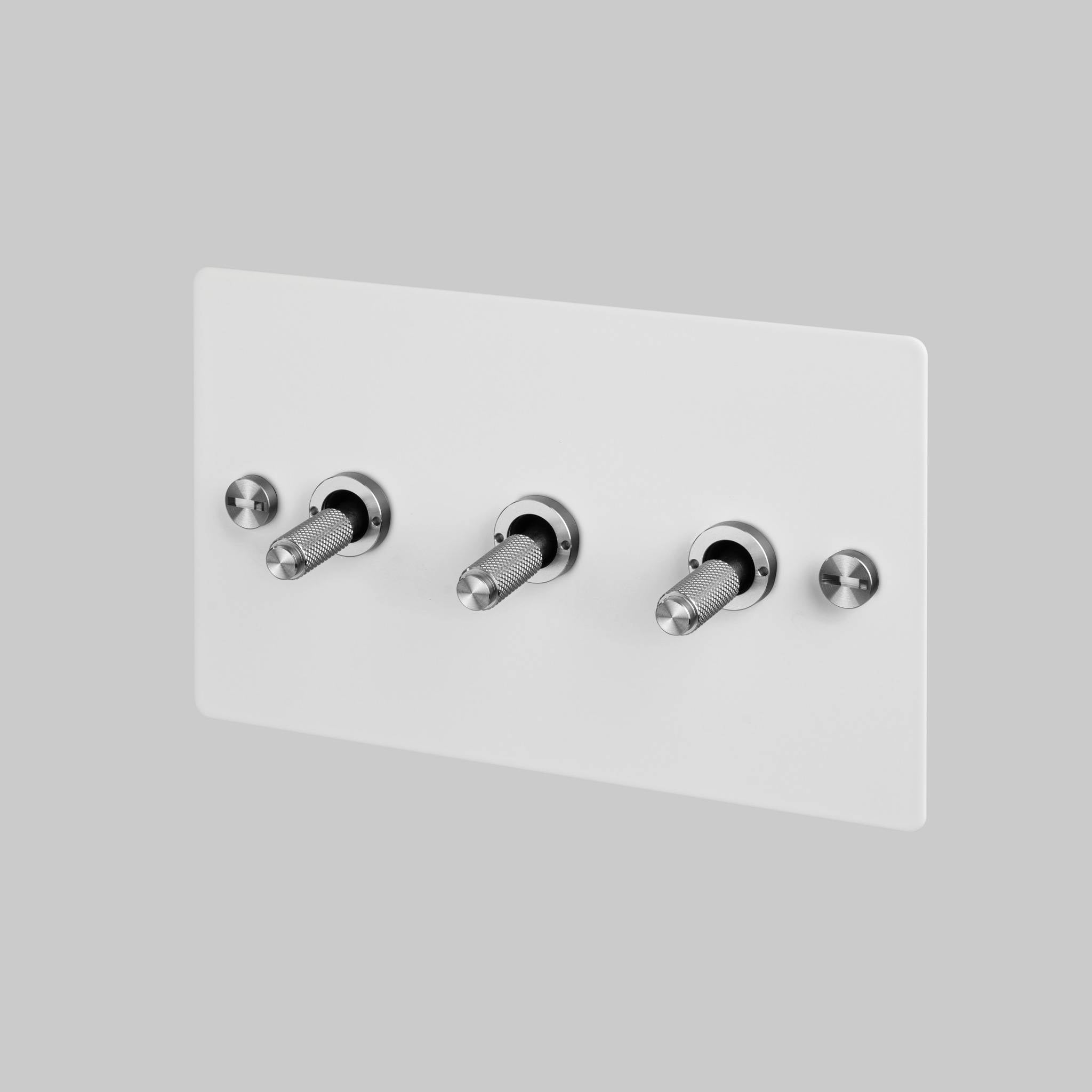 Buster + Punch 3G 2-Way Toggle Switch - White Back Plate & Cross Knurl