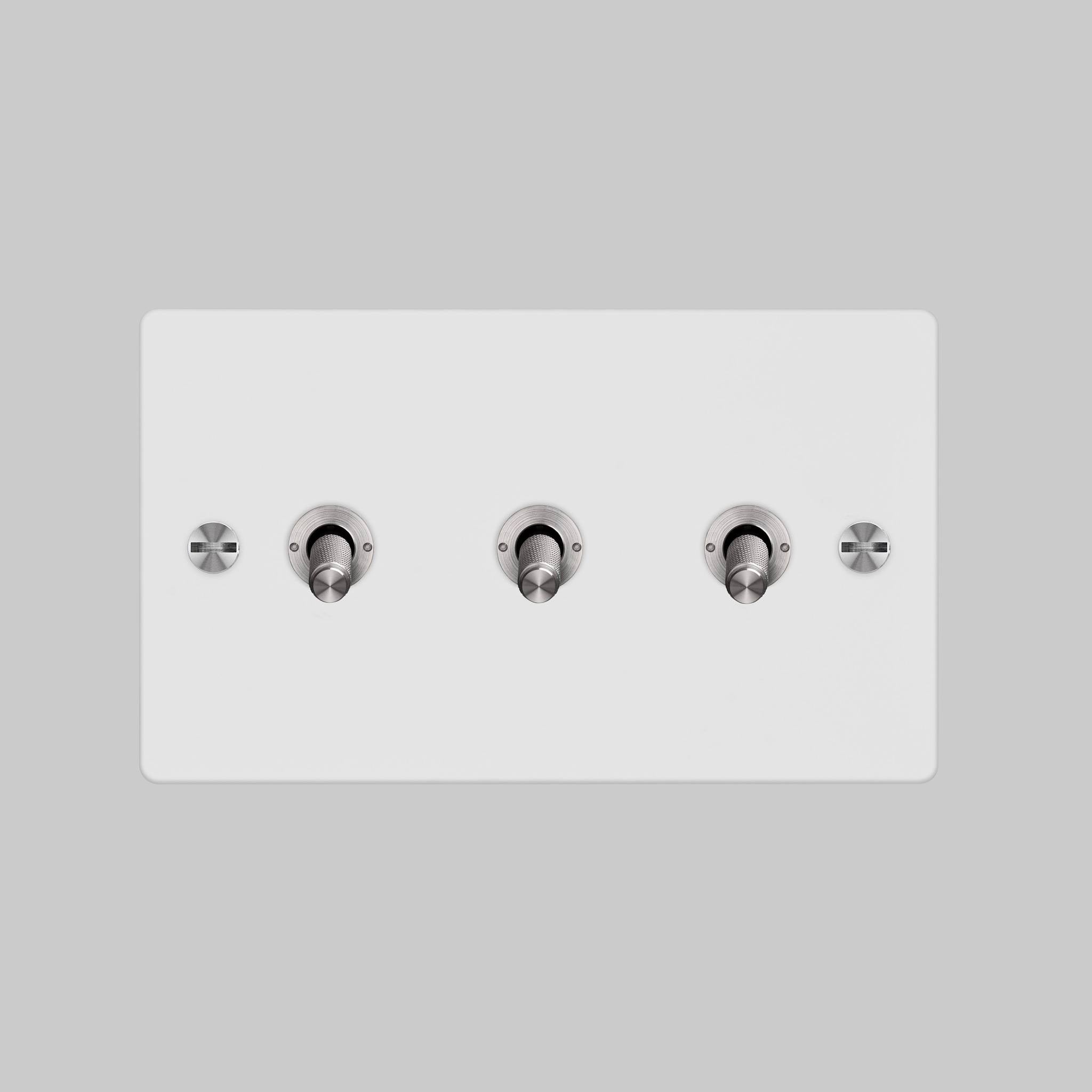 Buster + Punch 3G 2-Way Toggle Switch - White Back Plate & Cross Knurl