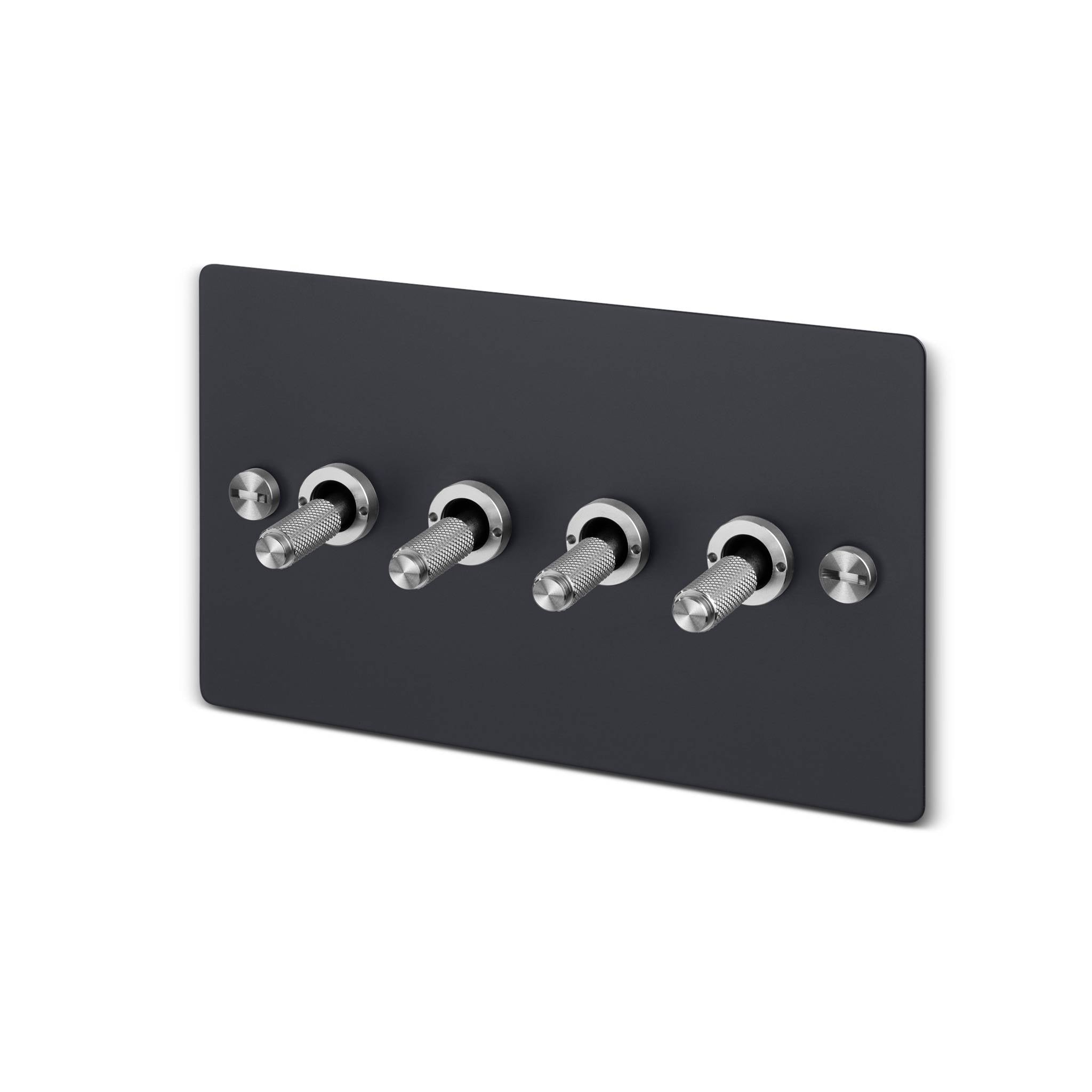 Buster + Punch 4G 2-Way Toggle Switch - Black Back Plate & Cross Knurl