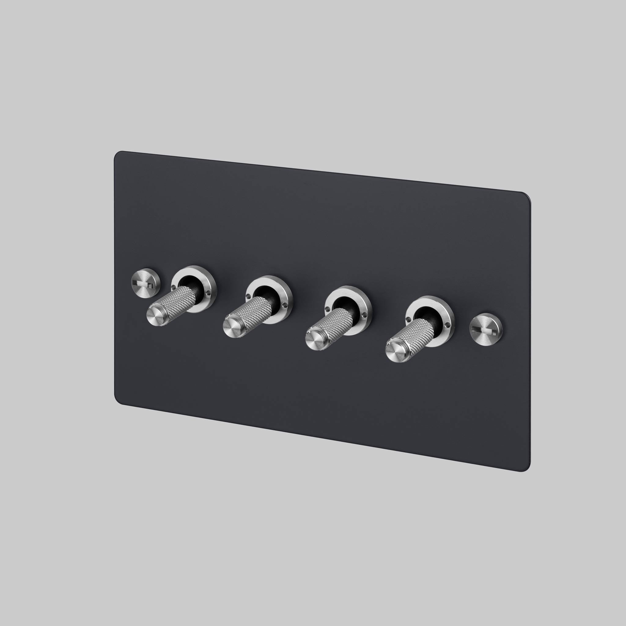 Buster + Punch 4G 2-Way Toggle Switch - Black Back Plate & Cross Knurl