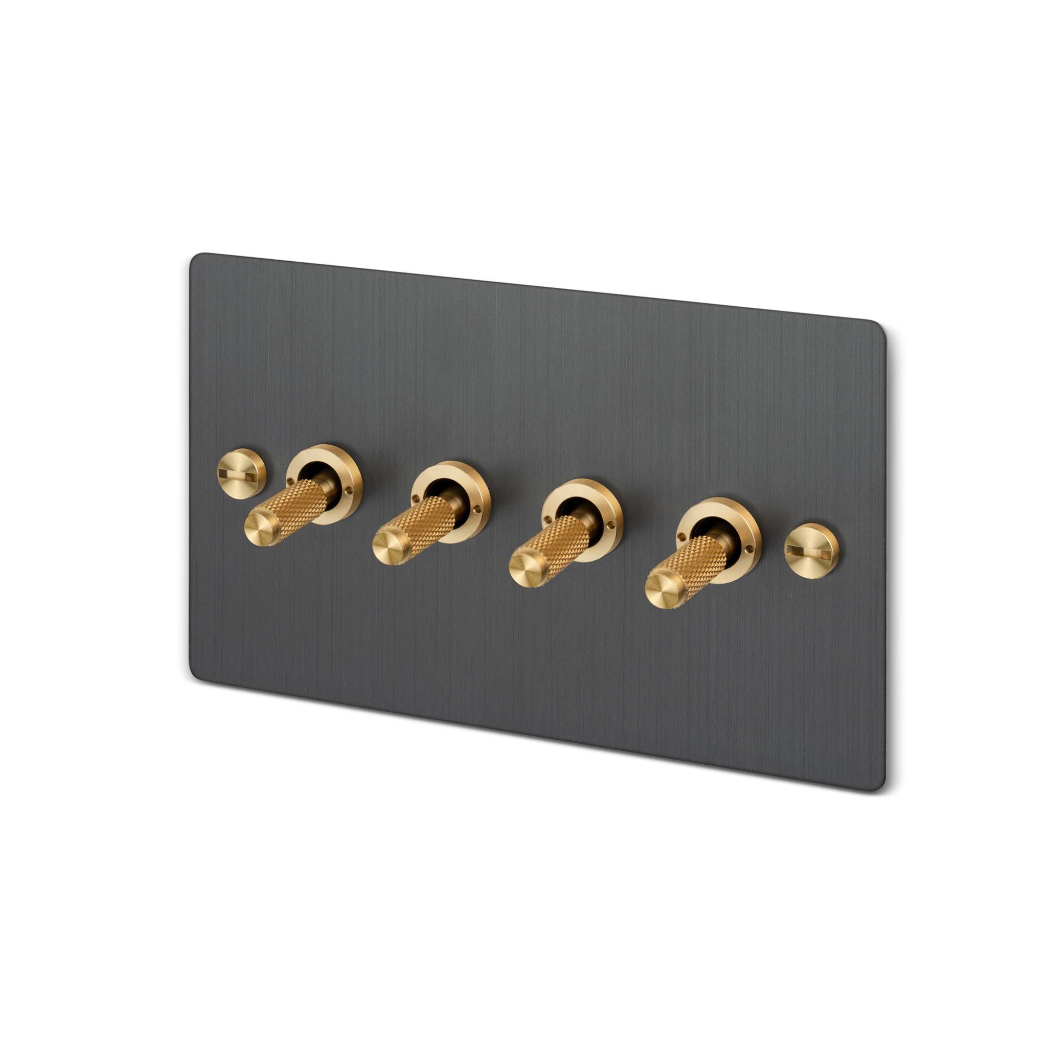 Buster + Punch 4G 2-Way Toggle Switch - Smoked Bronze Back Plate & Cross Knurl