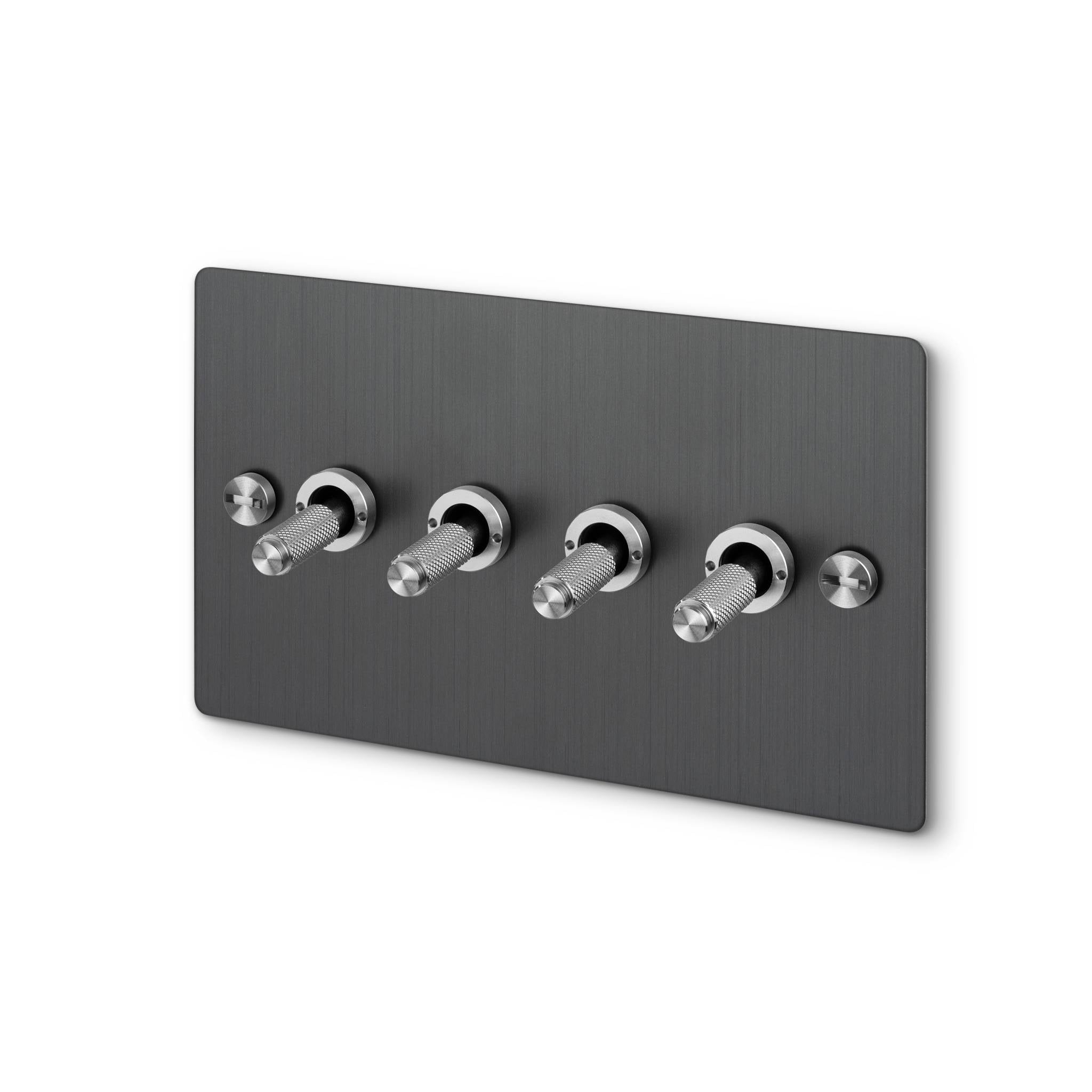 Buster + Punch 4G 2-Way Toggle Switch - Smoked Bronze Back Plate & Cross Knurl
