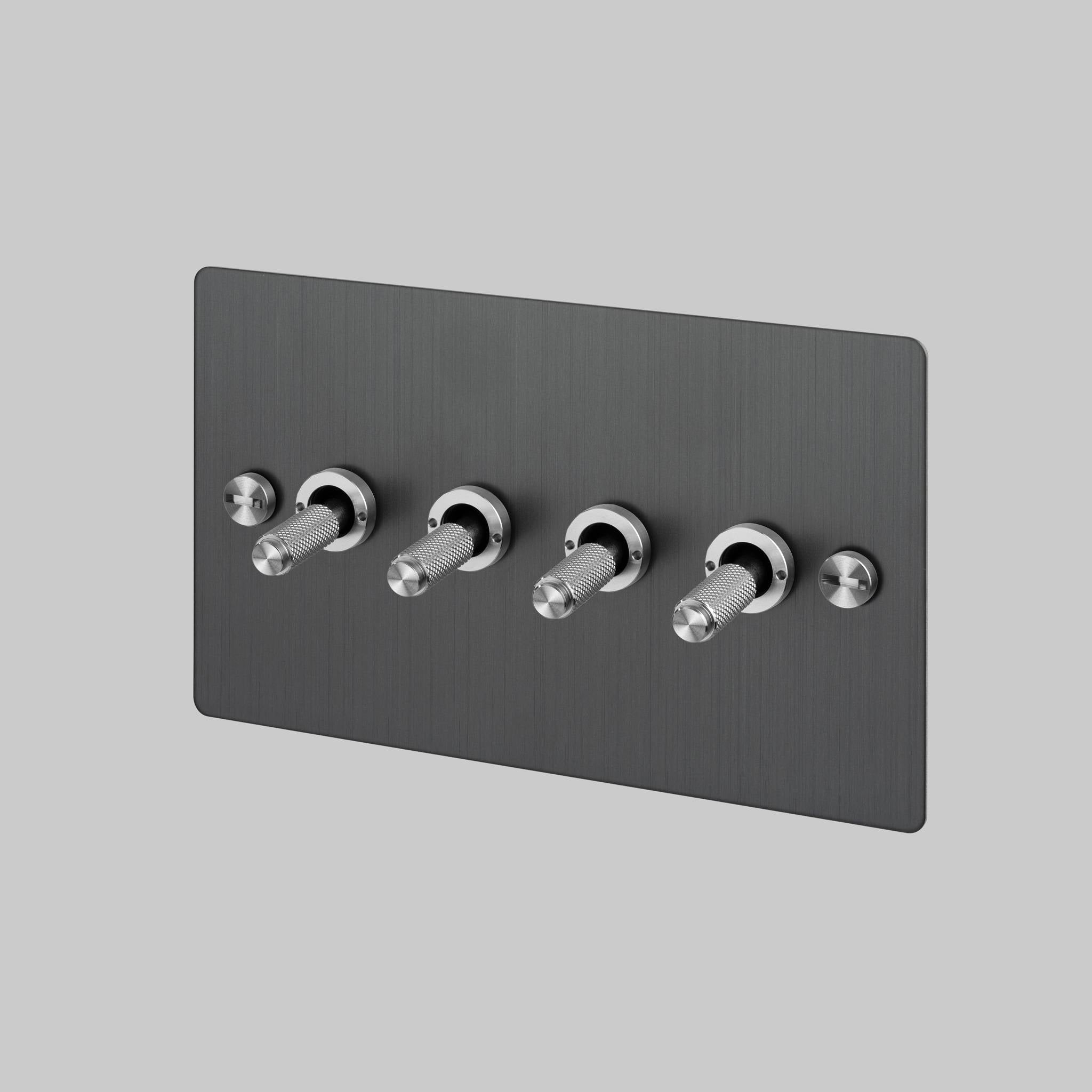 Buster + Punch 4G 2-Way Toggle Switch - Smoked Bronze Back Plate & Cross Knurl