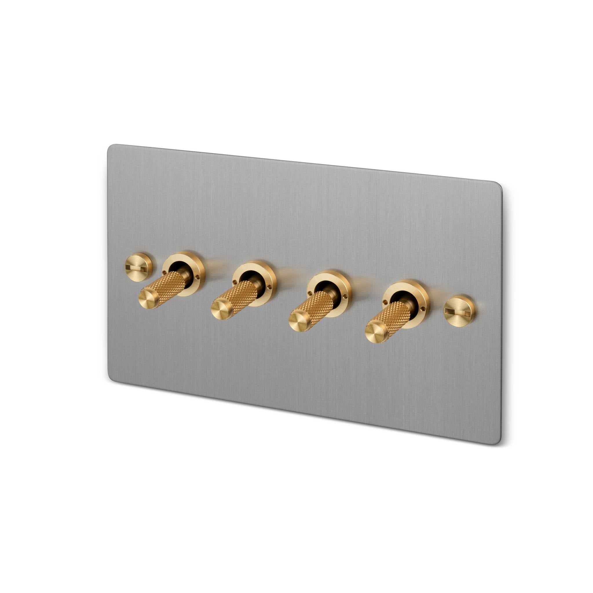 Buster + Punch 4G 2-Way Toggle Switch - Steel Back Plate & Cross Knurl
