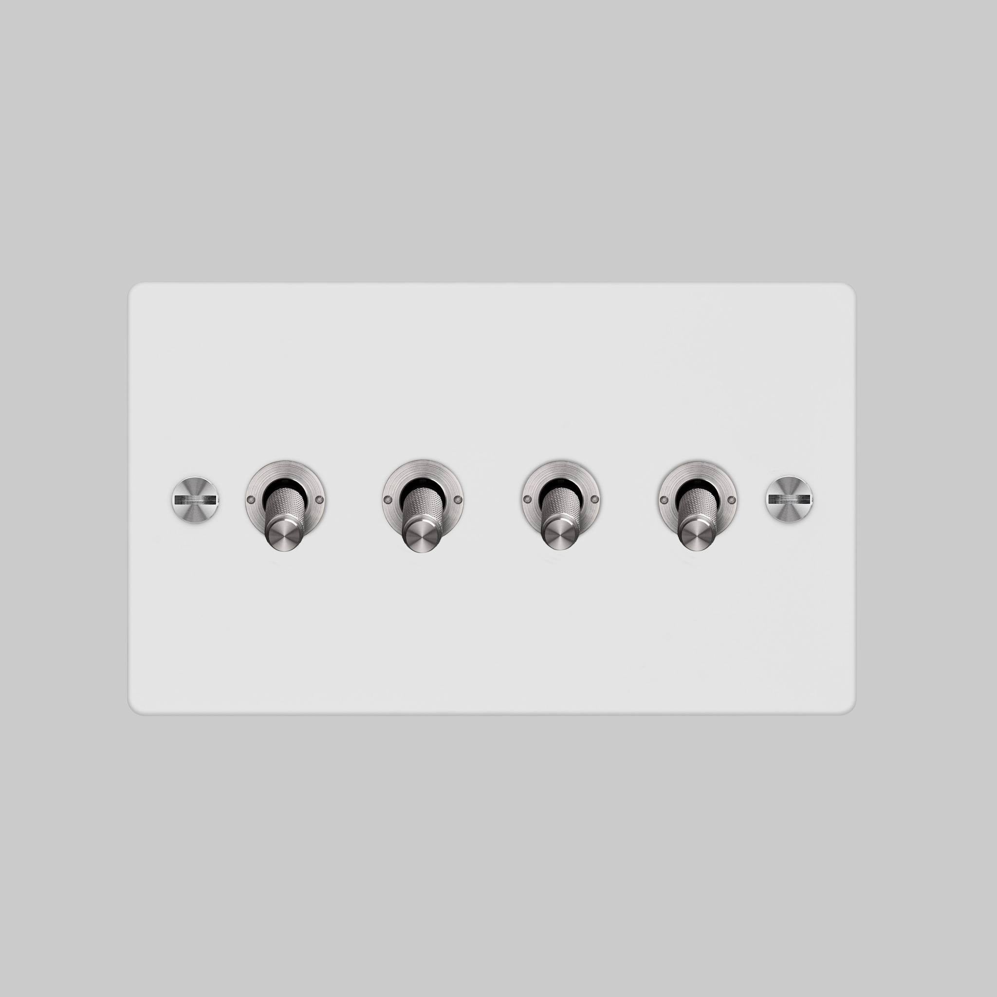 Buster + Punch 4G 2-Way Toggle Switch - White Back Plate & Cross Knurl