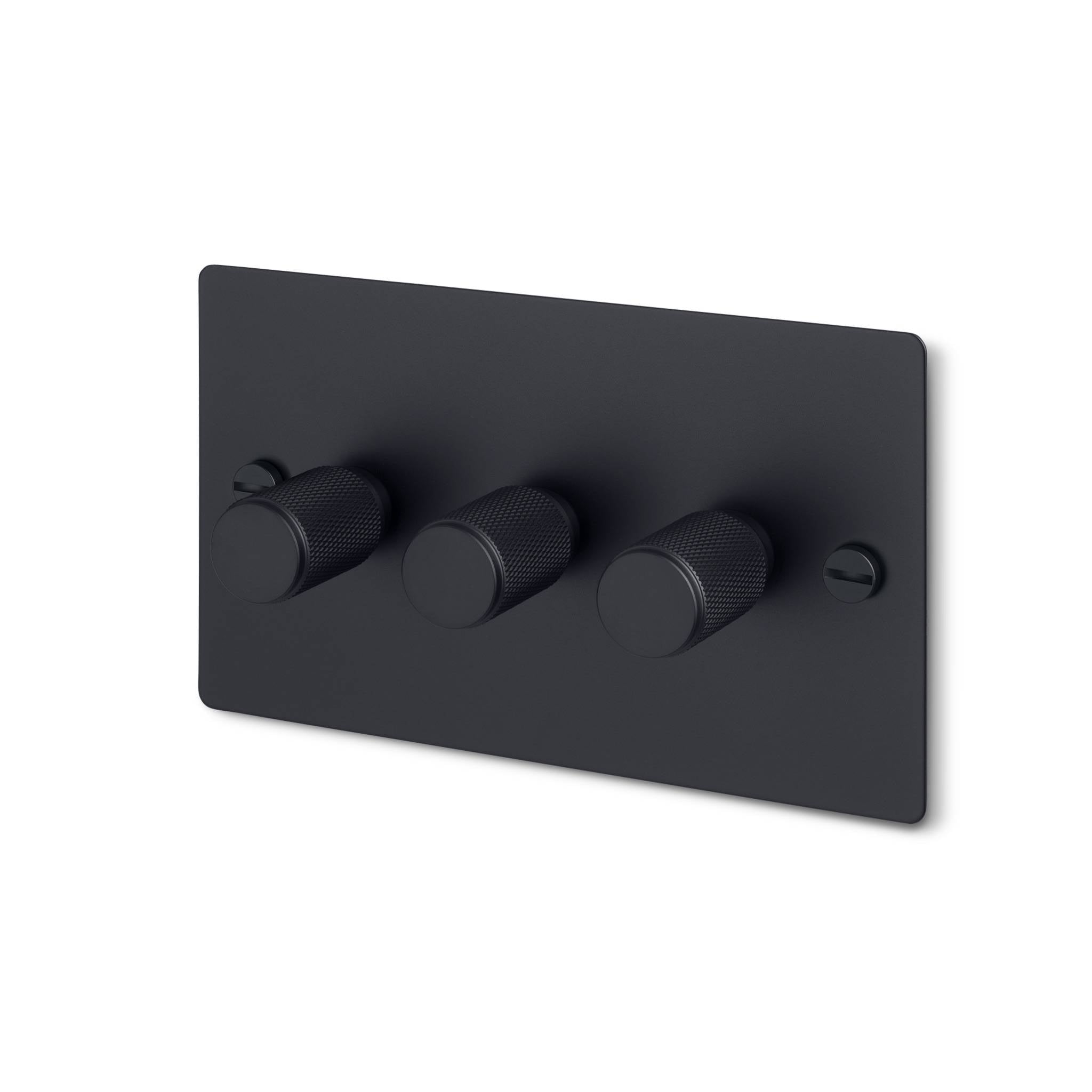 Buster + Punch 3G 120W Dimmer Switch - Black Back Plate & Cross Knurl