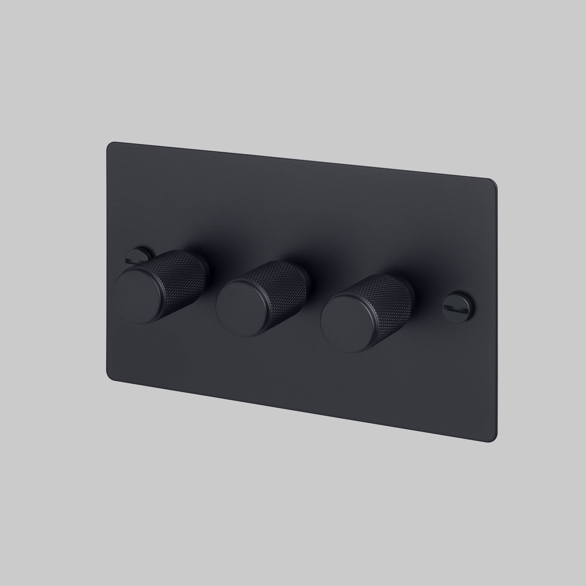 Buster + Punch 3G 120W Dimmer Switch - Black Back Plate & Cross Knurl