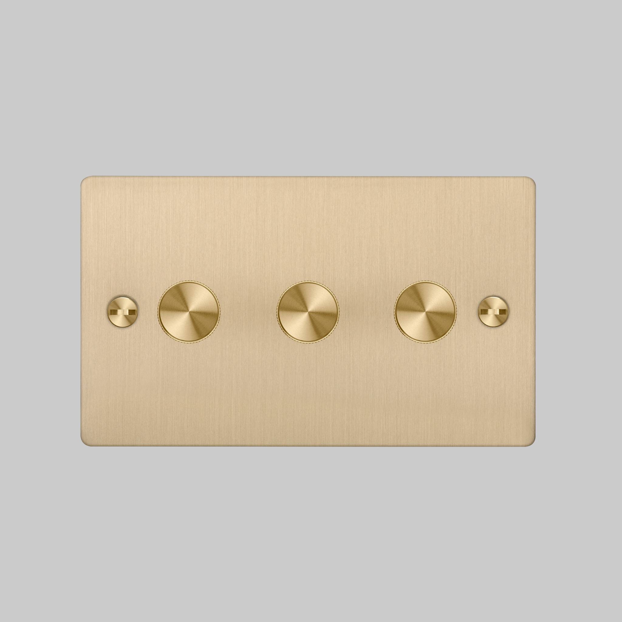 Buster + Punch 3G 120W Dimmer Switch - Brass Back Plate & Brass Cross Knurl