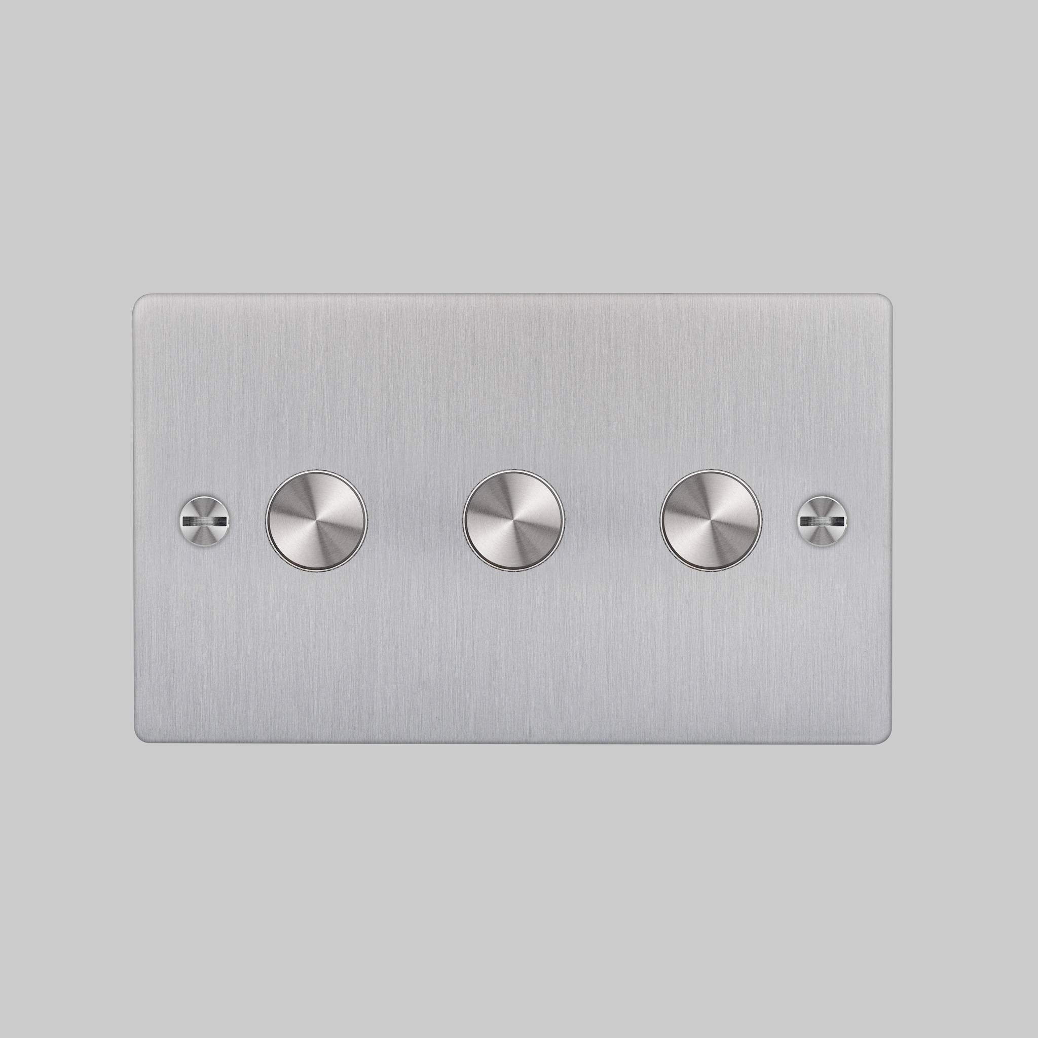 Buster + Punch 3G 120W Dimmer Switch - Steel Back Plate & Cross Knurl