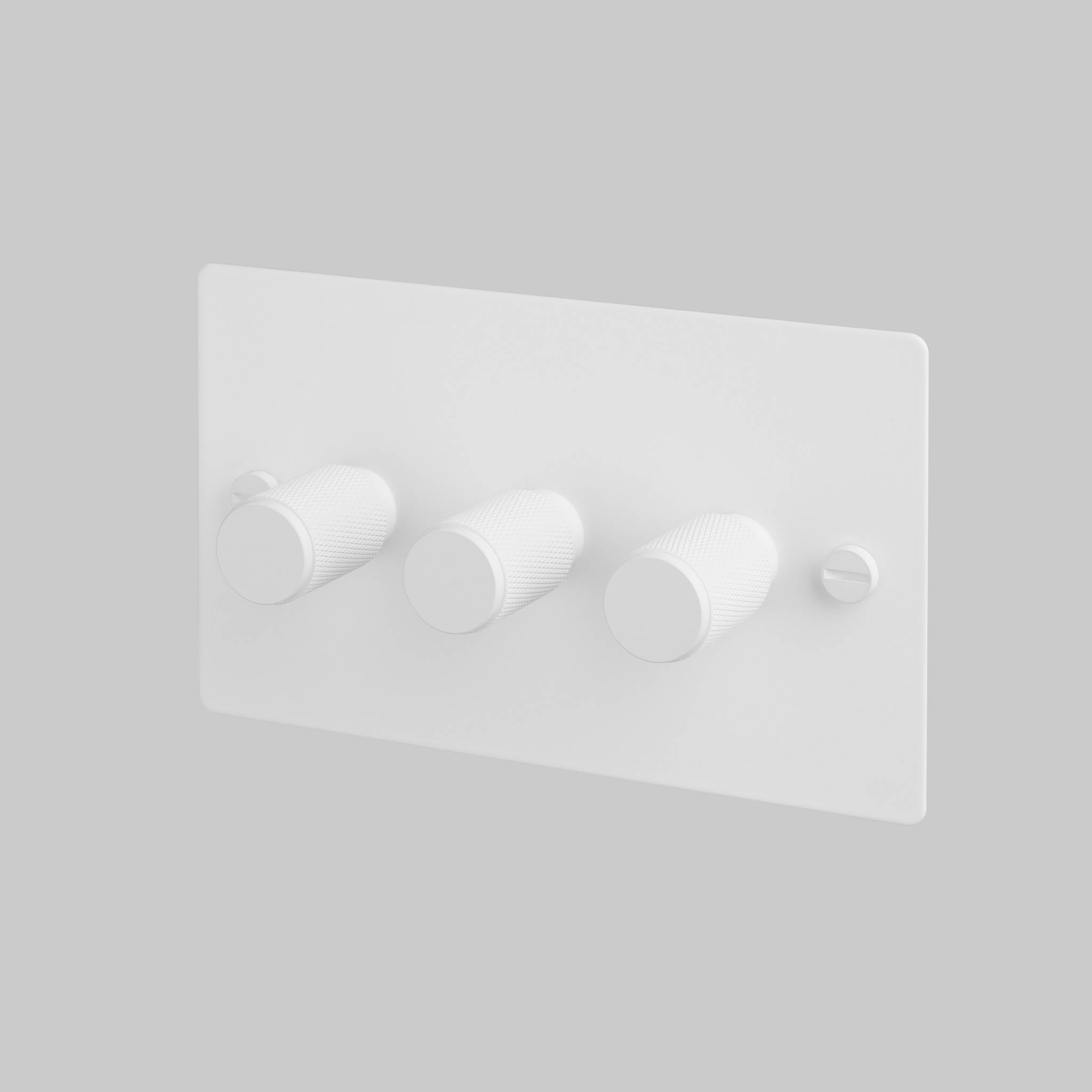 Buster + Punch 3G 120W Dimmer Switch - White Back Plate & Cross Knurl